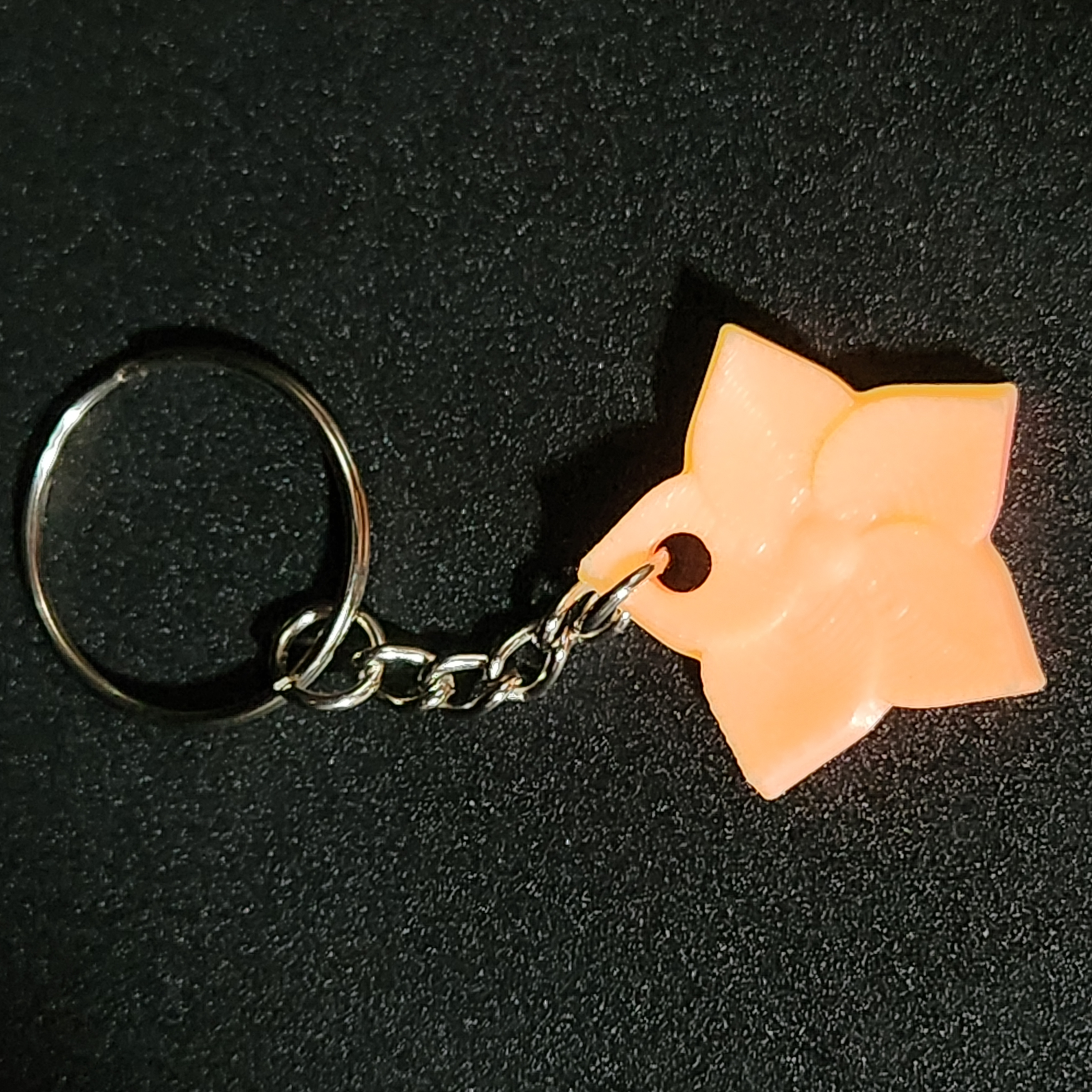 Pink to Orange Glow in the Dark Flower Keychain