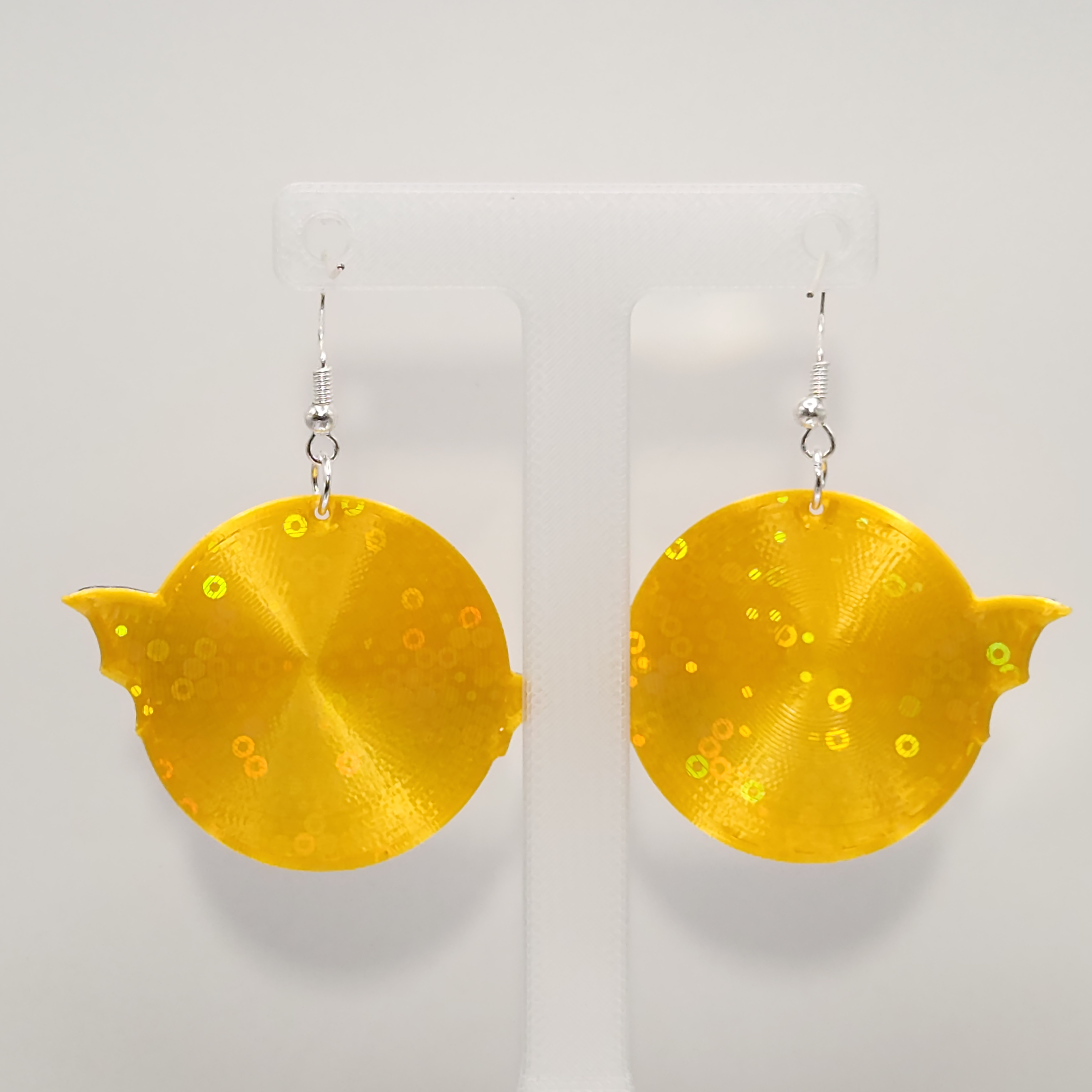 Bat on Moon Dangle Earrings