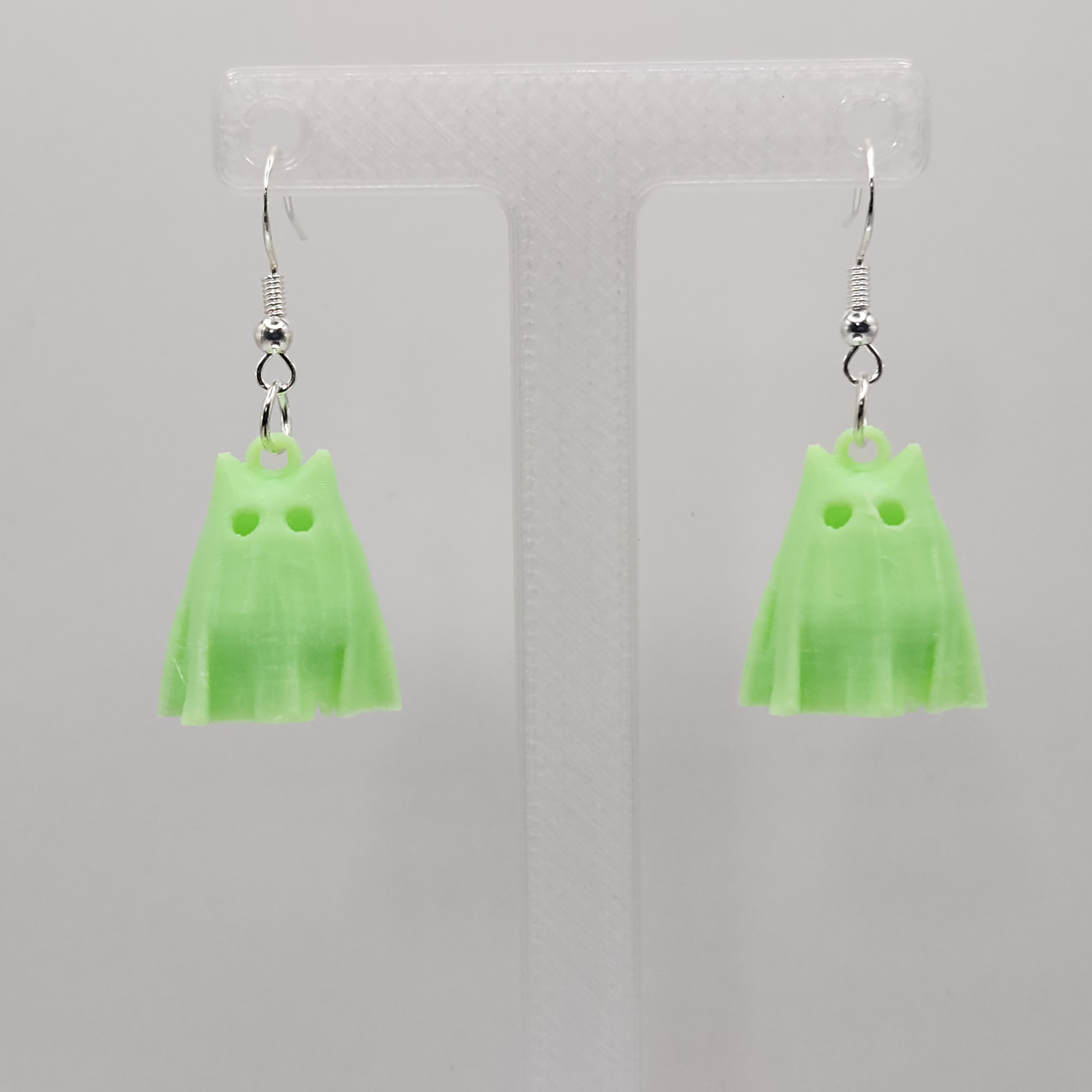Glow-in-the-Dark Ghost Cat Earrings