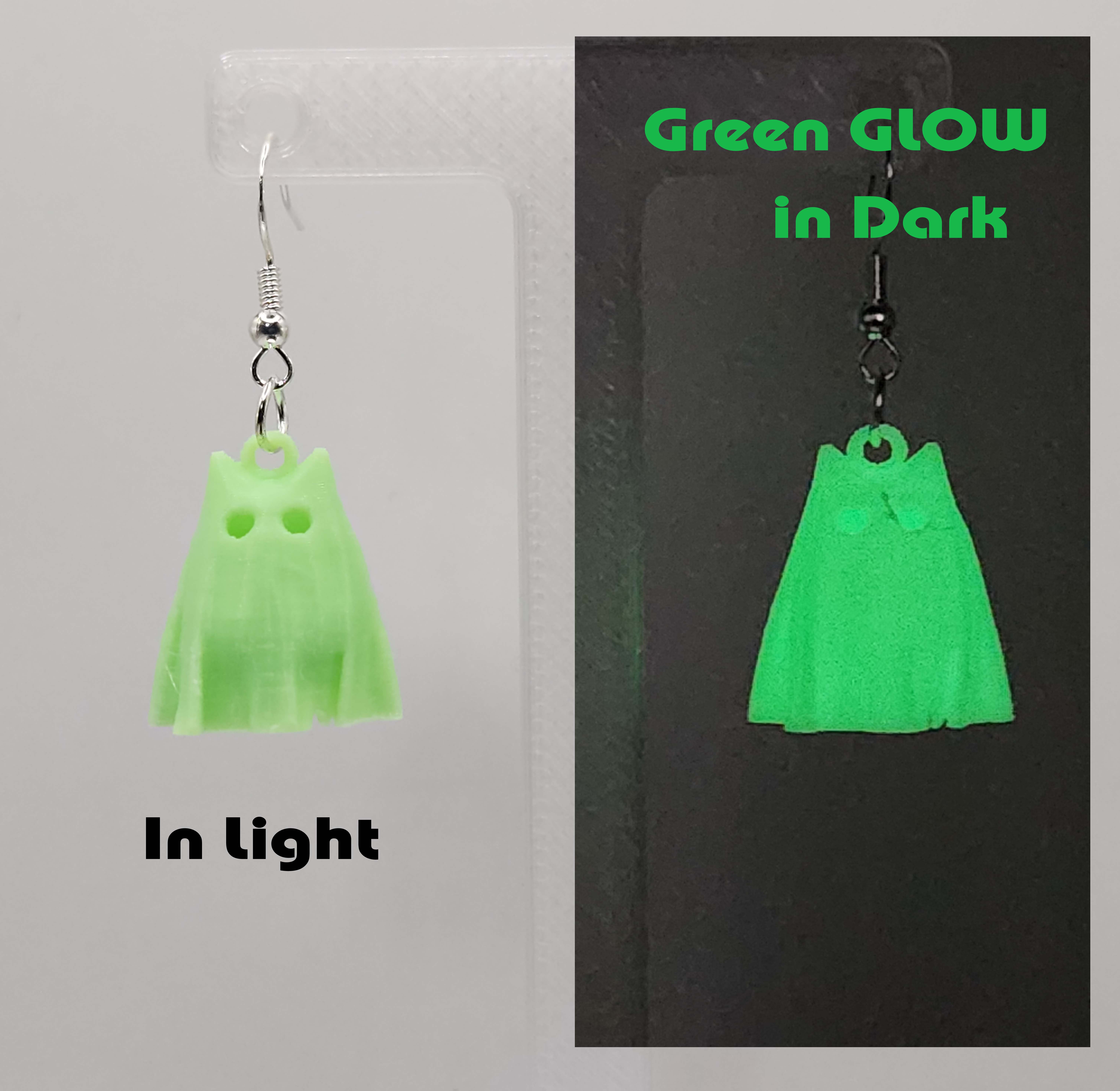 Glow-in-the-Dark Ghost Cat Earrings