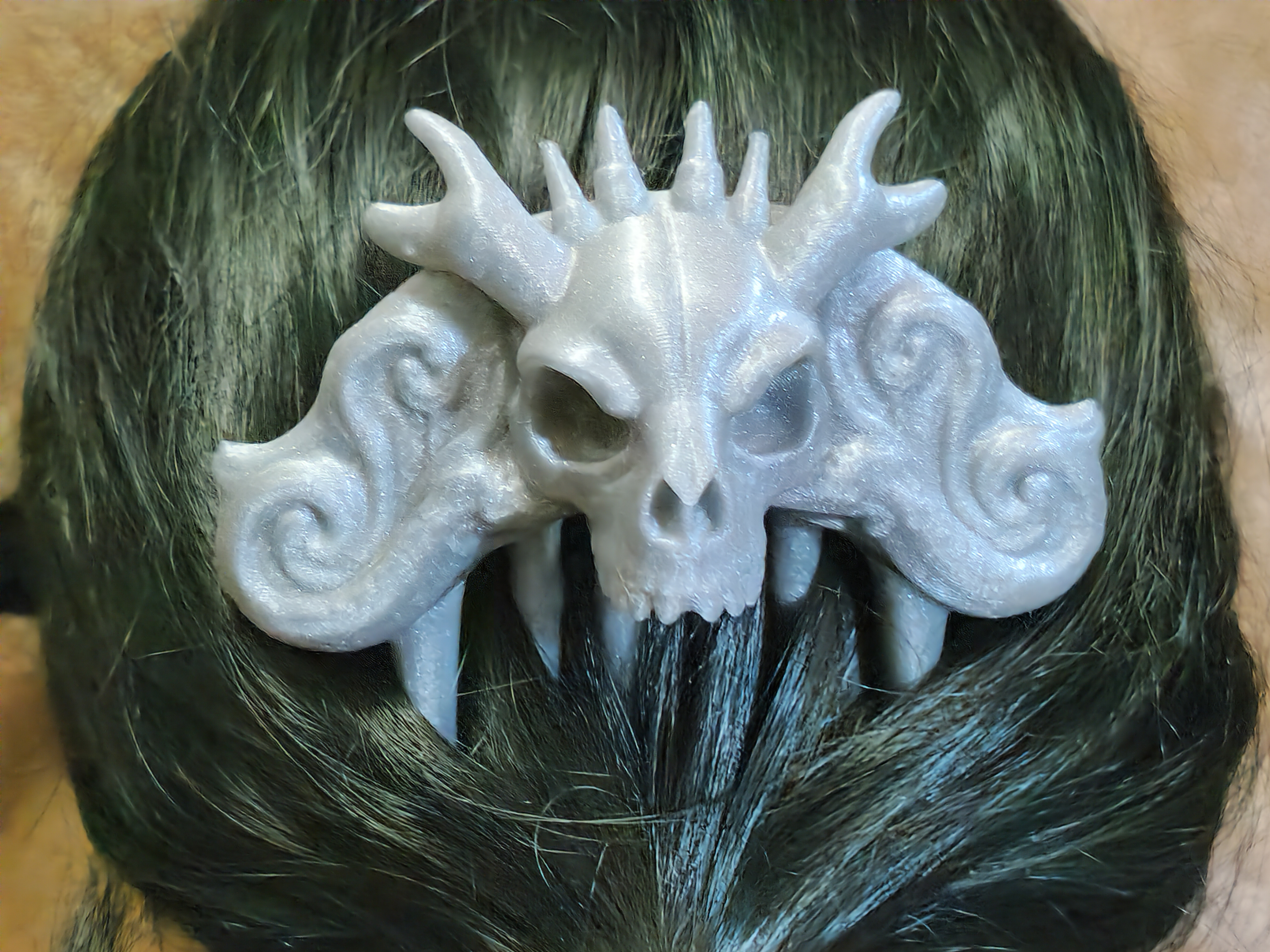Silver Dragon Demon Skull Halloween Goth Hair Comb