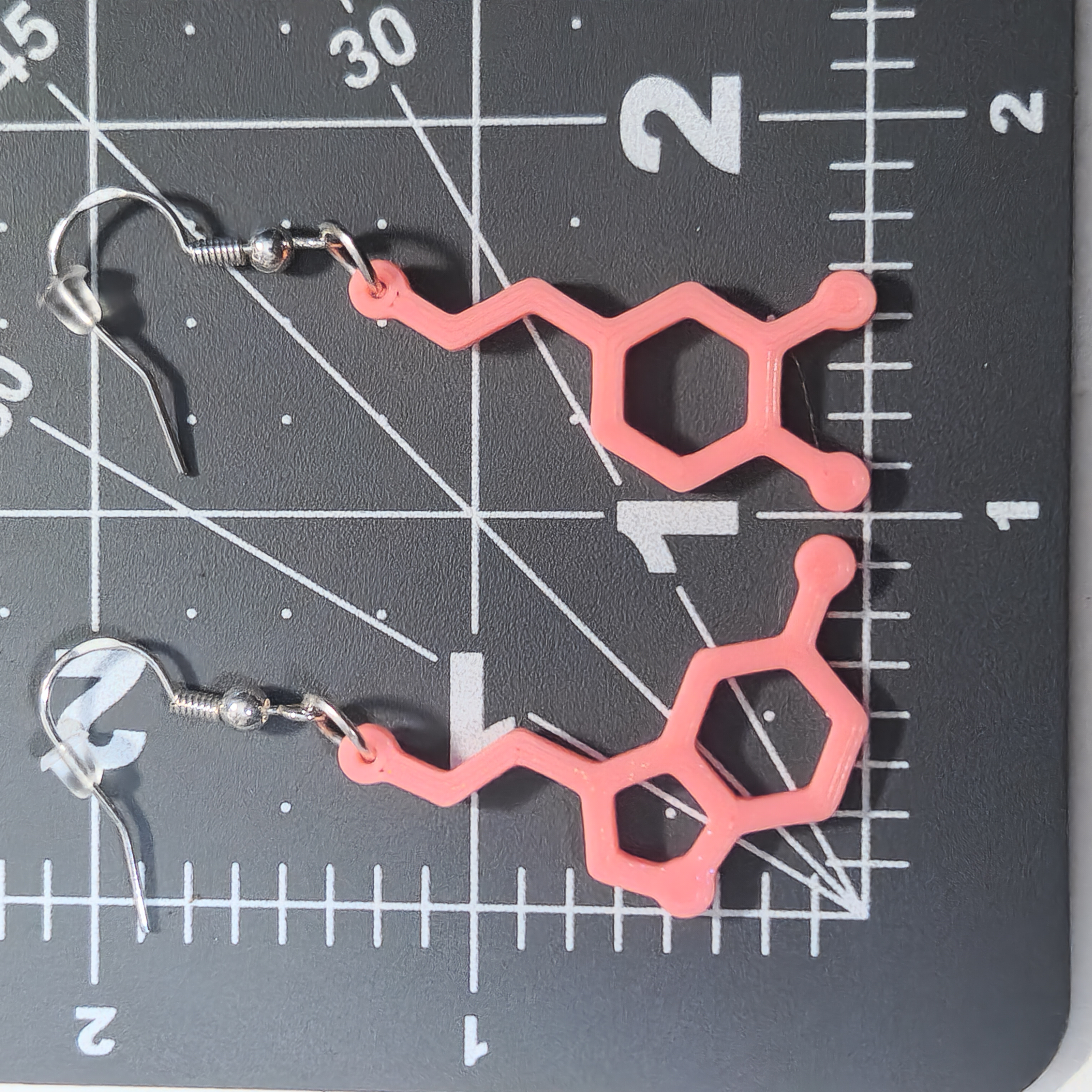 Glowing Dopamine and Serotonin Molecule Earrings 3Dprinted