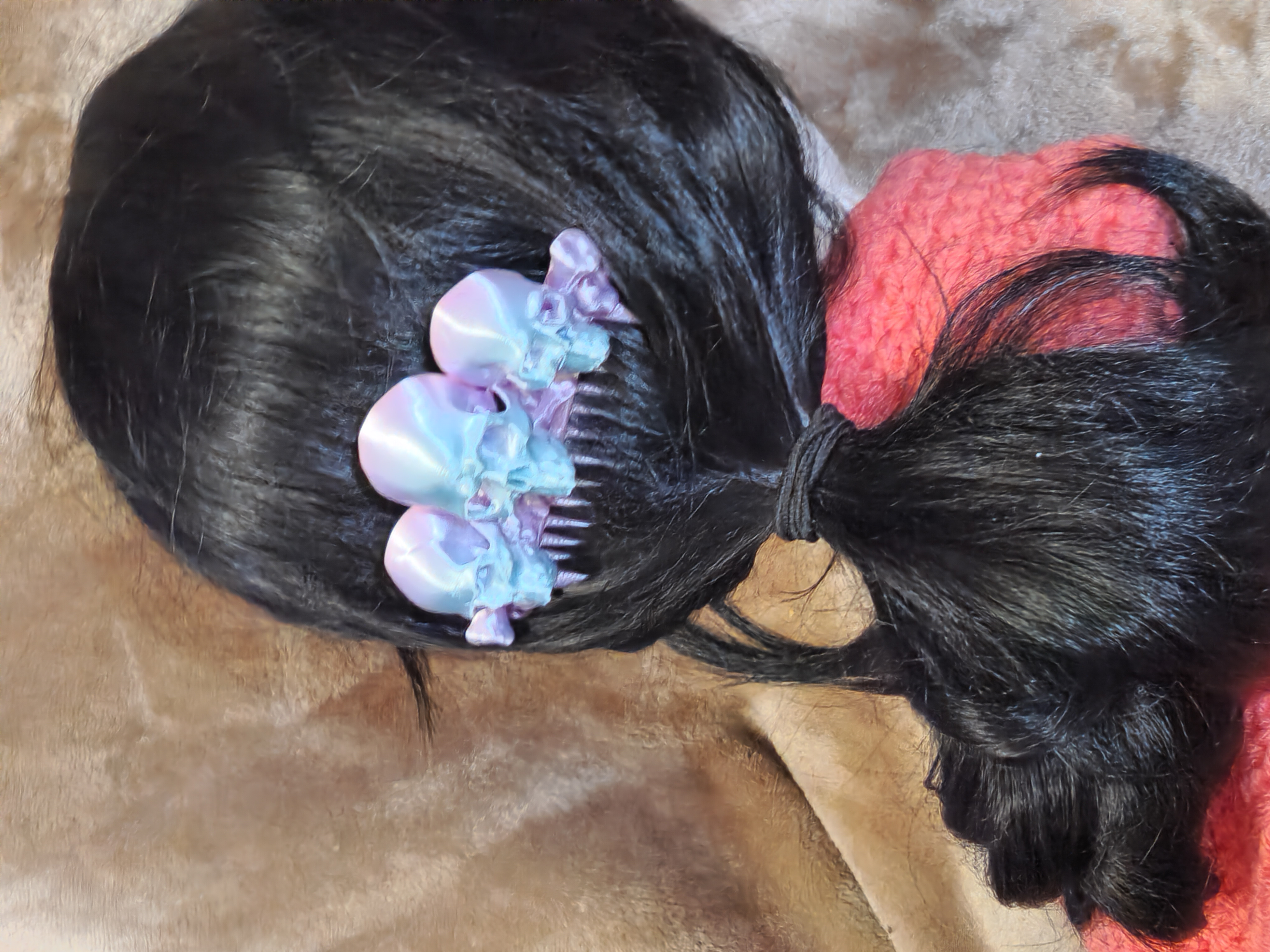 Halloween 3D Printed Skull Hair Comb Narrow Tooth Style