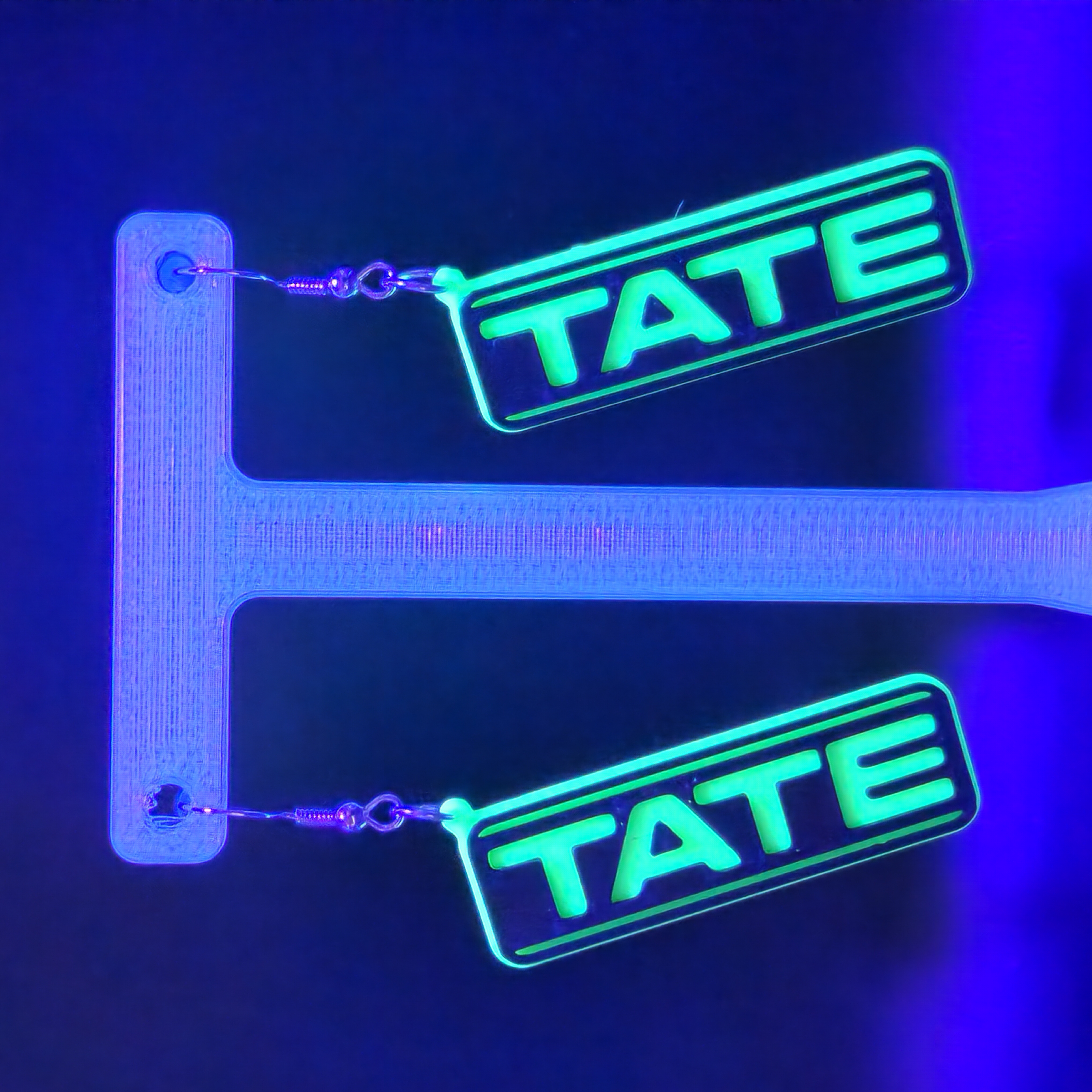 Glow in the Dark Tate McRae Earrings 3D Printed Blacklight Reactive Accessory