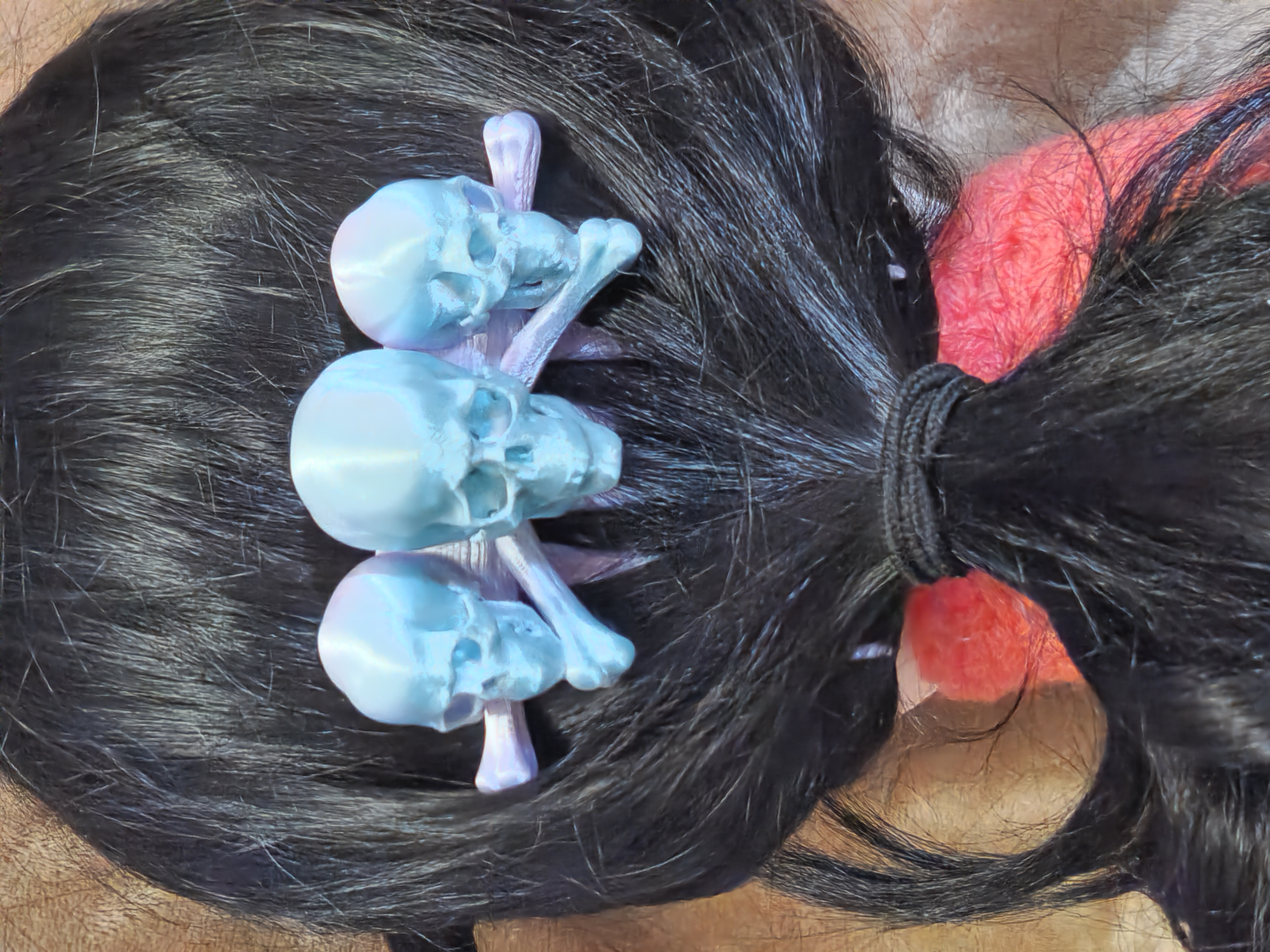 Halloween Skull and Bones Goth 3D Printed Hair Comb Wide Tooth Style