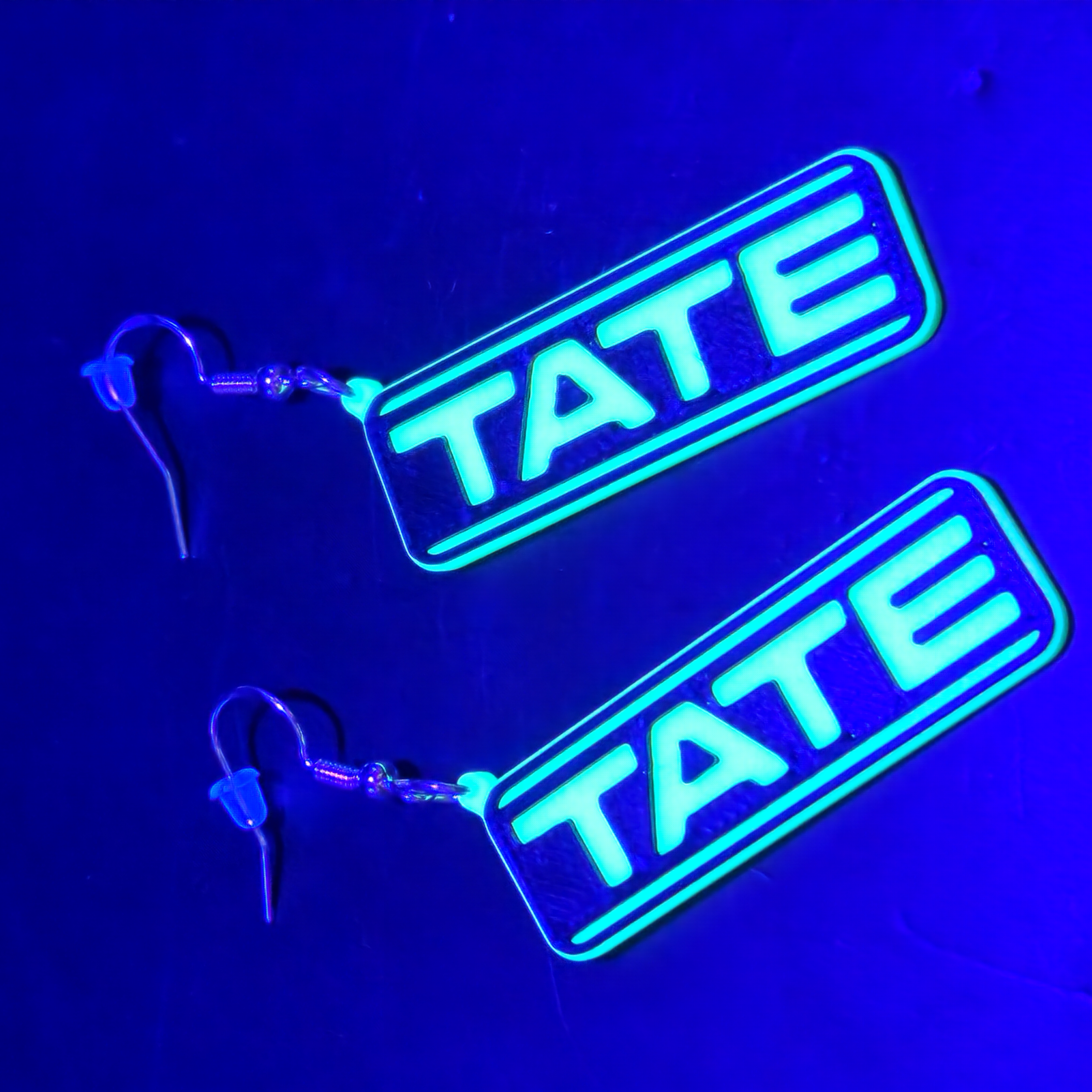 Glow in the Dark Tate McRae Earrings 3D Printed Blacklight Reactive Accessory