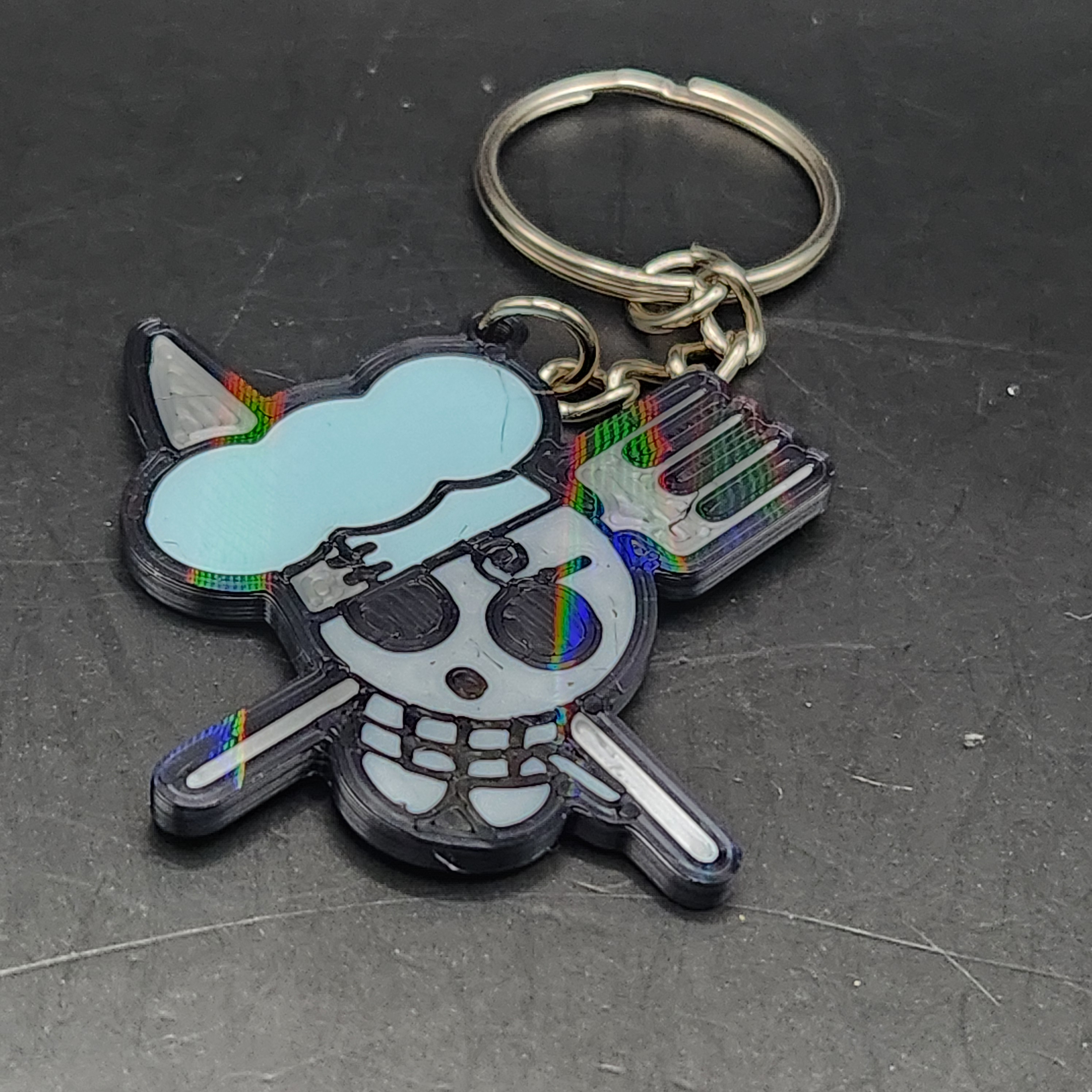 Sanji One Piece Hologram Keychain 3D Printed Jolly Roger