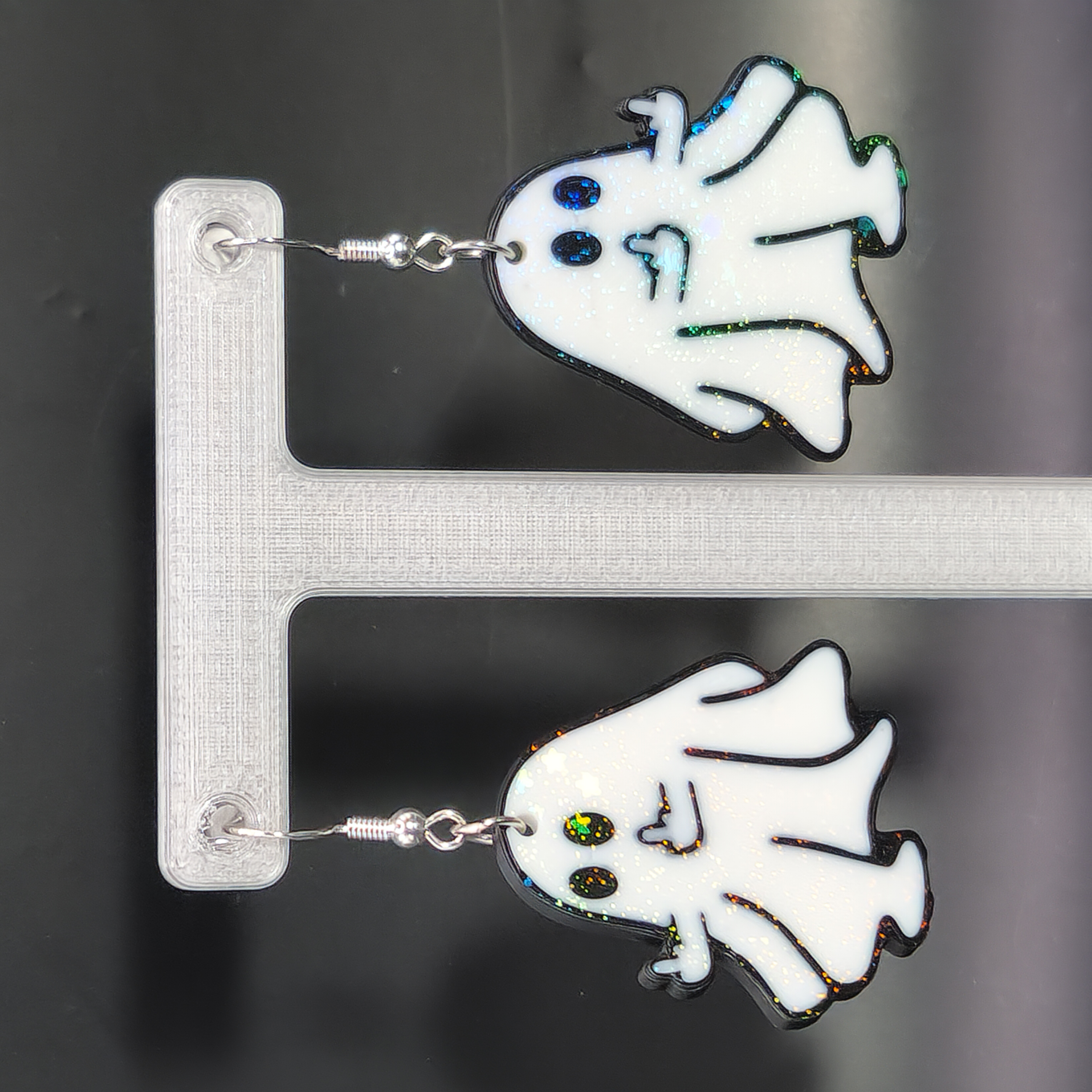 Hologram Rude Ghost with Middle Fingers Earrings