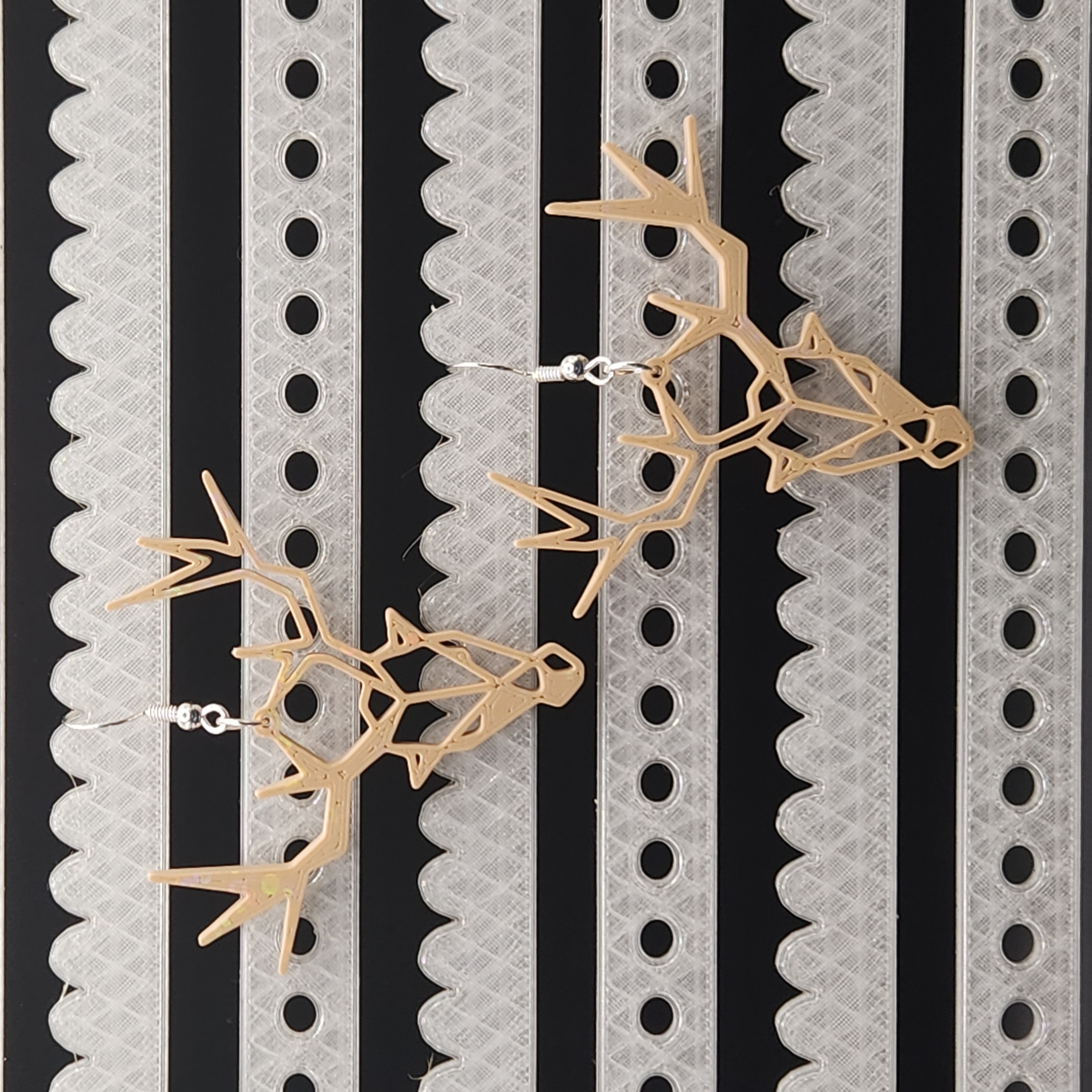 Hologram Geometric Deer Head Earring 3D Printed Accessory