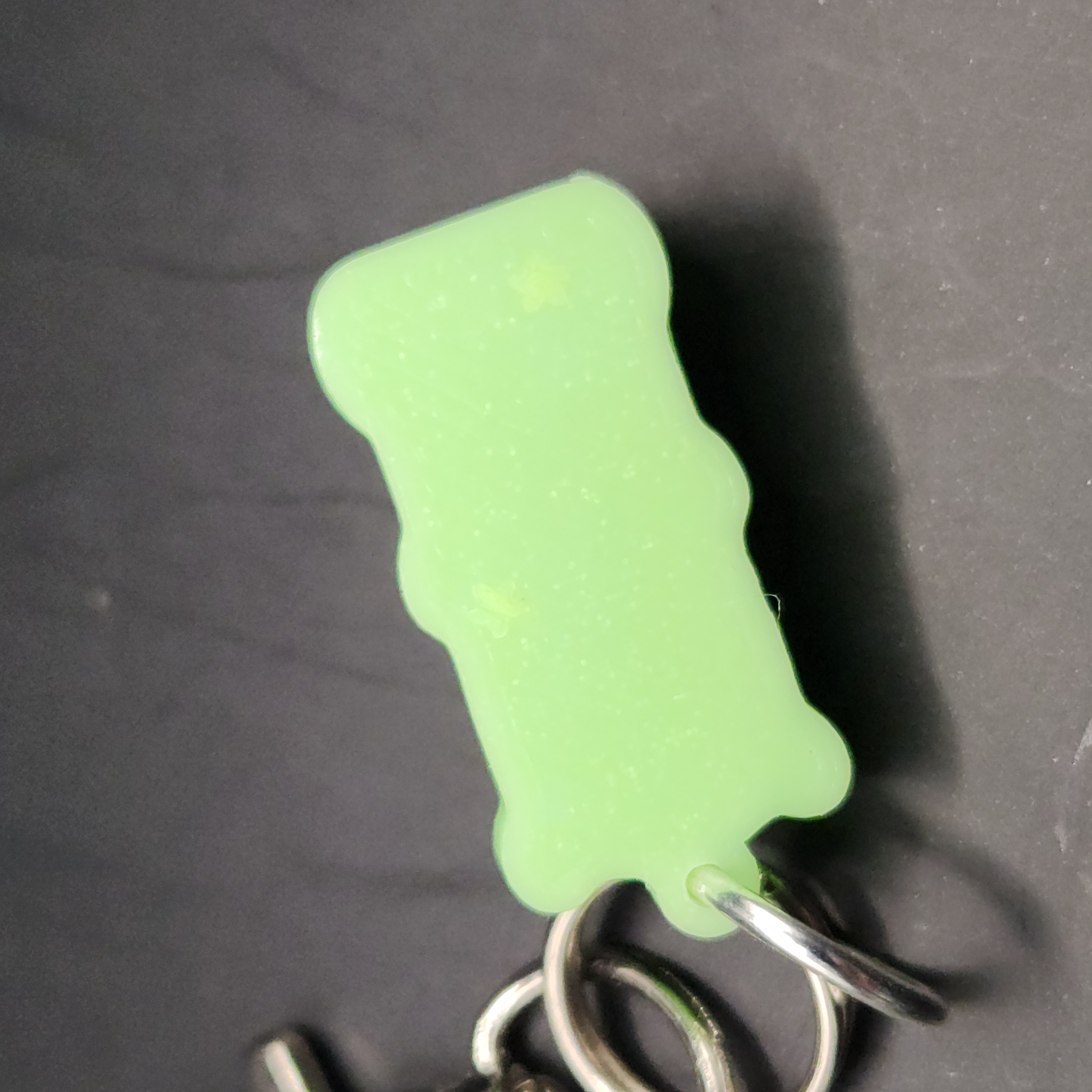 Green Glow-in-the-Dark Gummy Bear Hologram Bag Charm