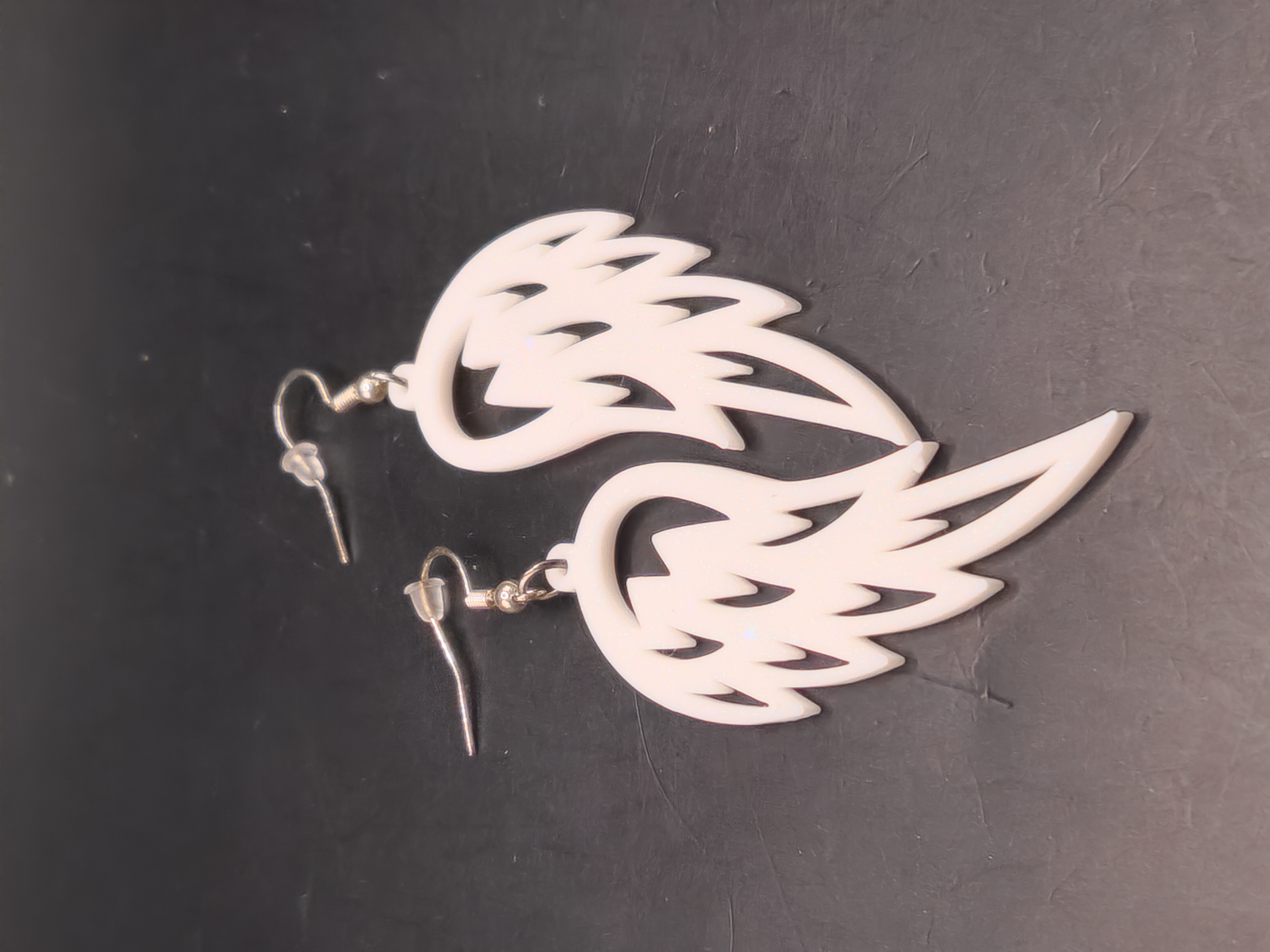 Hologram White Angel Dove Wing Earrings 3D Printed Accessory