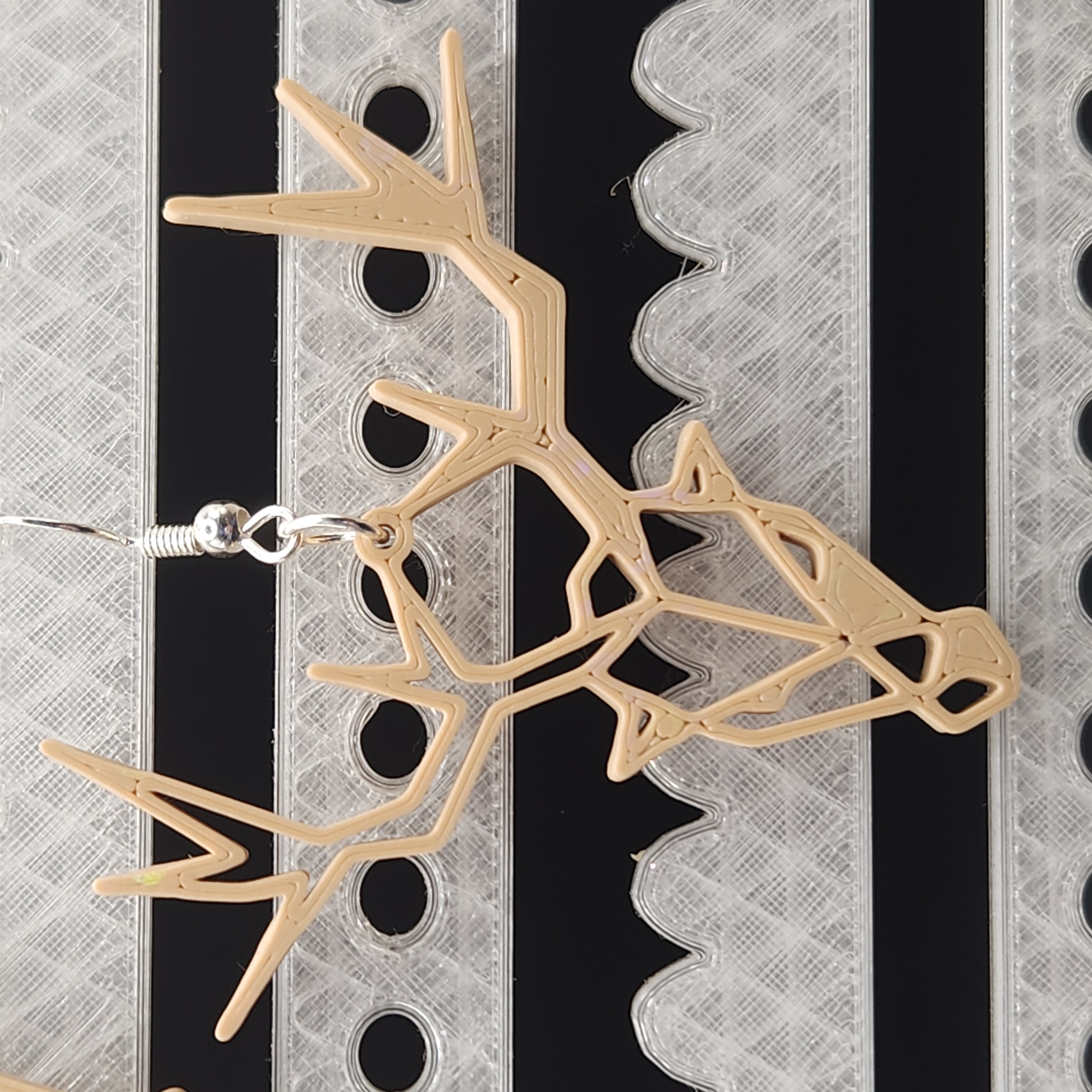 Hologram Geometric Deer Head Earring 3D Printed Accessory