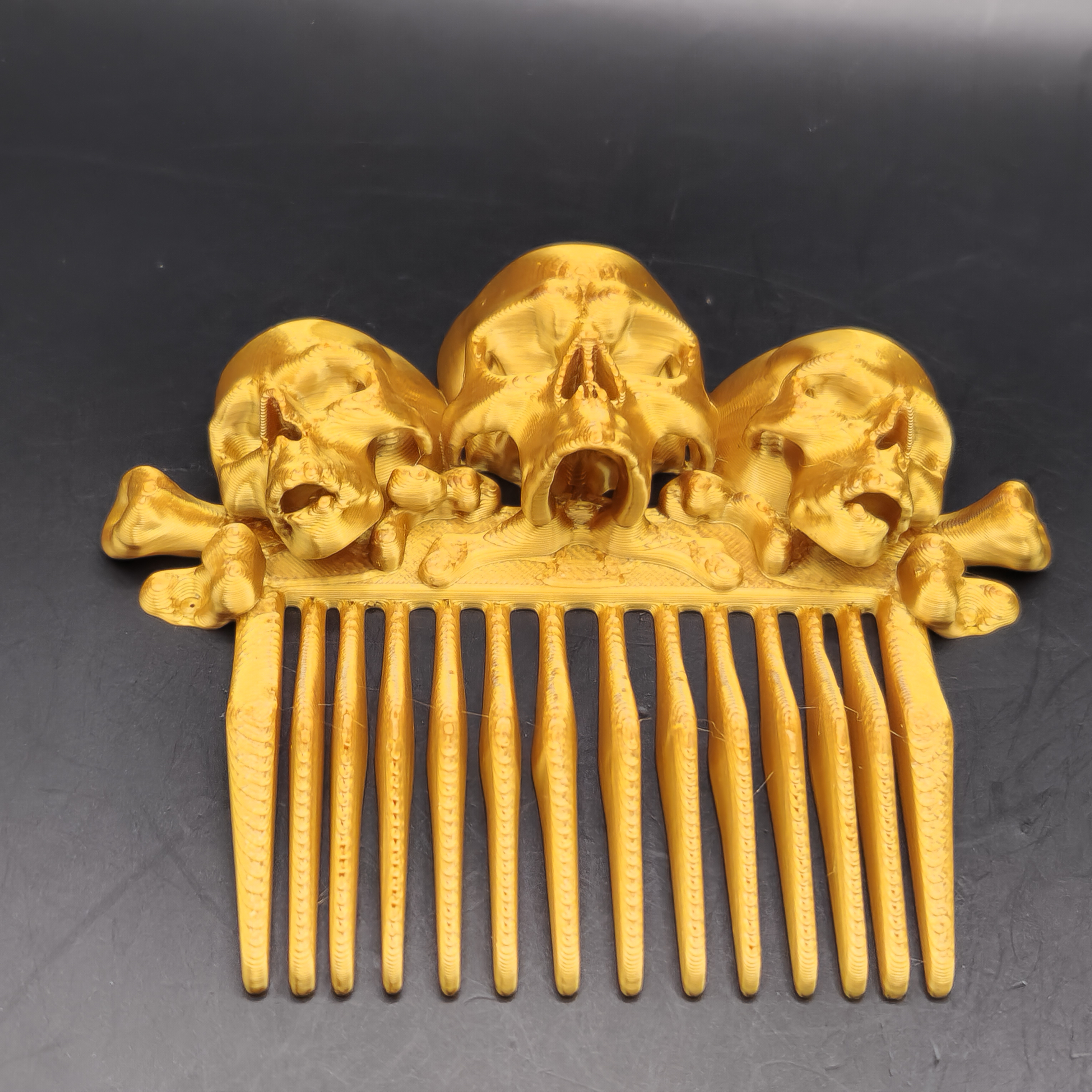 Halloween Goth Gold Skull Motif Decorative Hair Comb Narrow Tooth