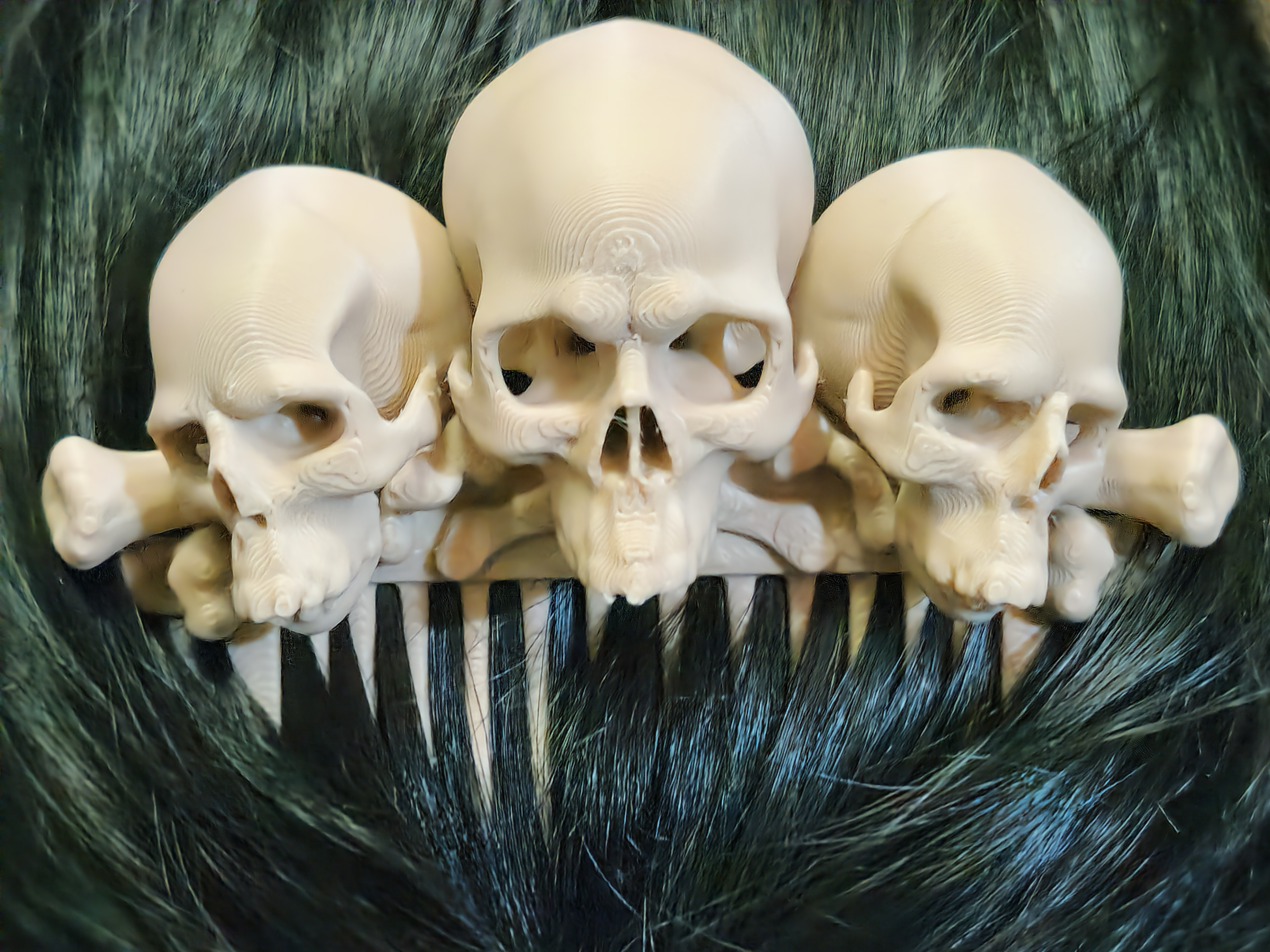 Halloween Goth Skull and Bones Decorative Hair Comb