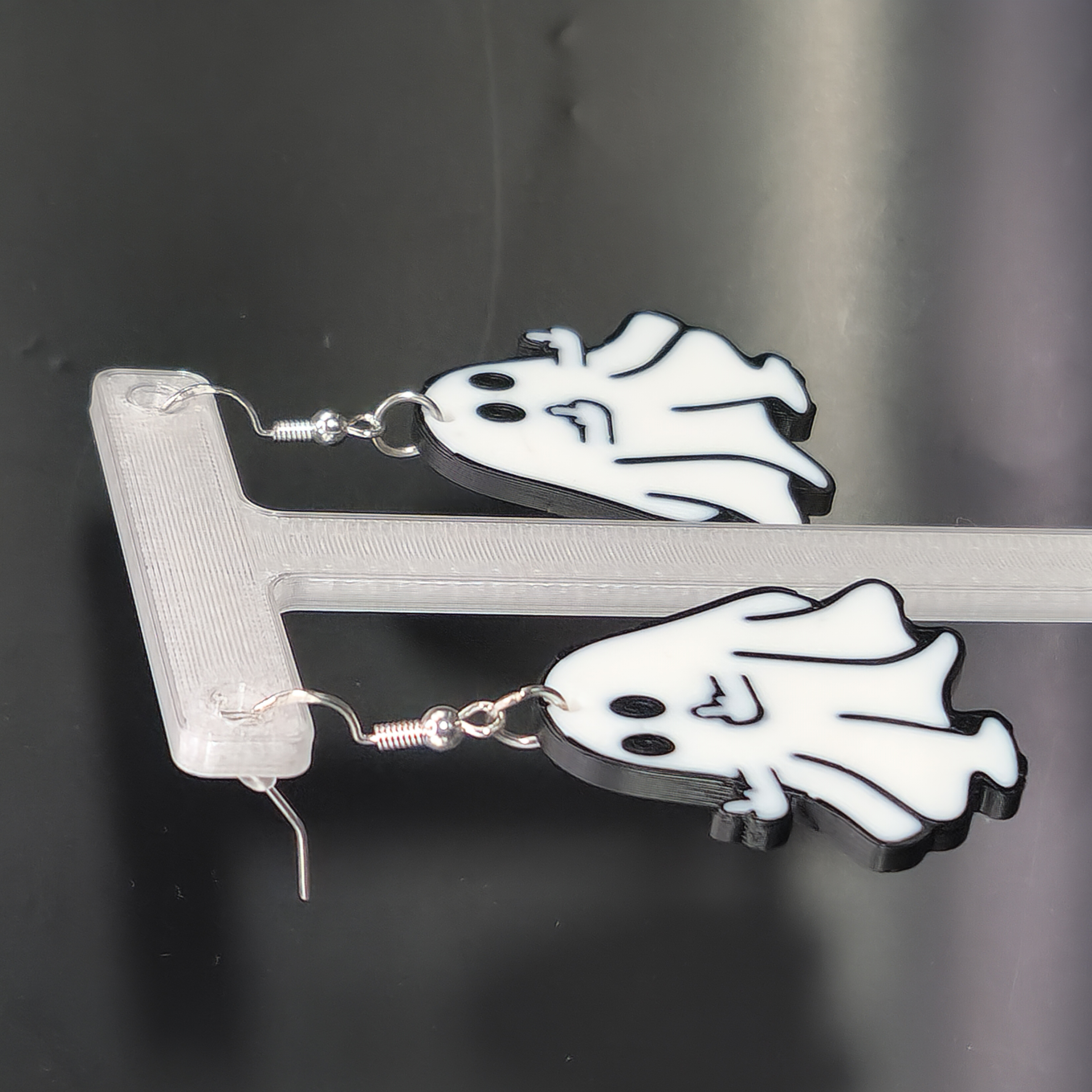 Hologram Rude Ghost with Middle Fingers Earrings