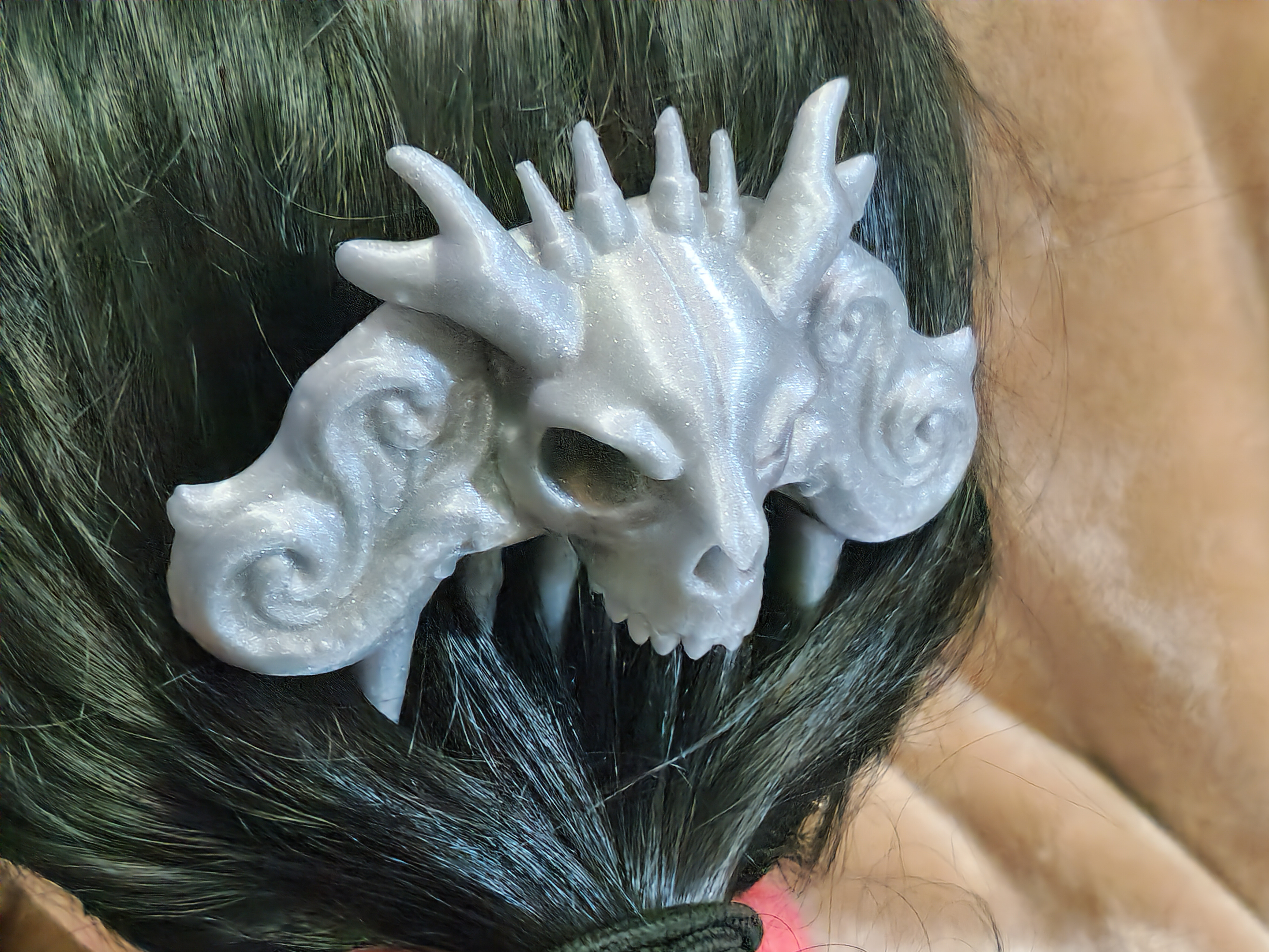 Silver Dragon Demon Skull Halloween Goth Hair Comb