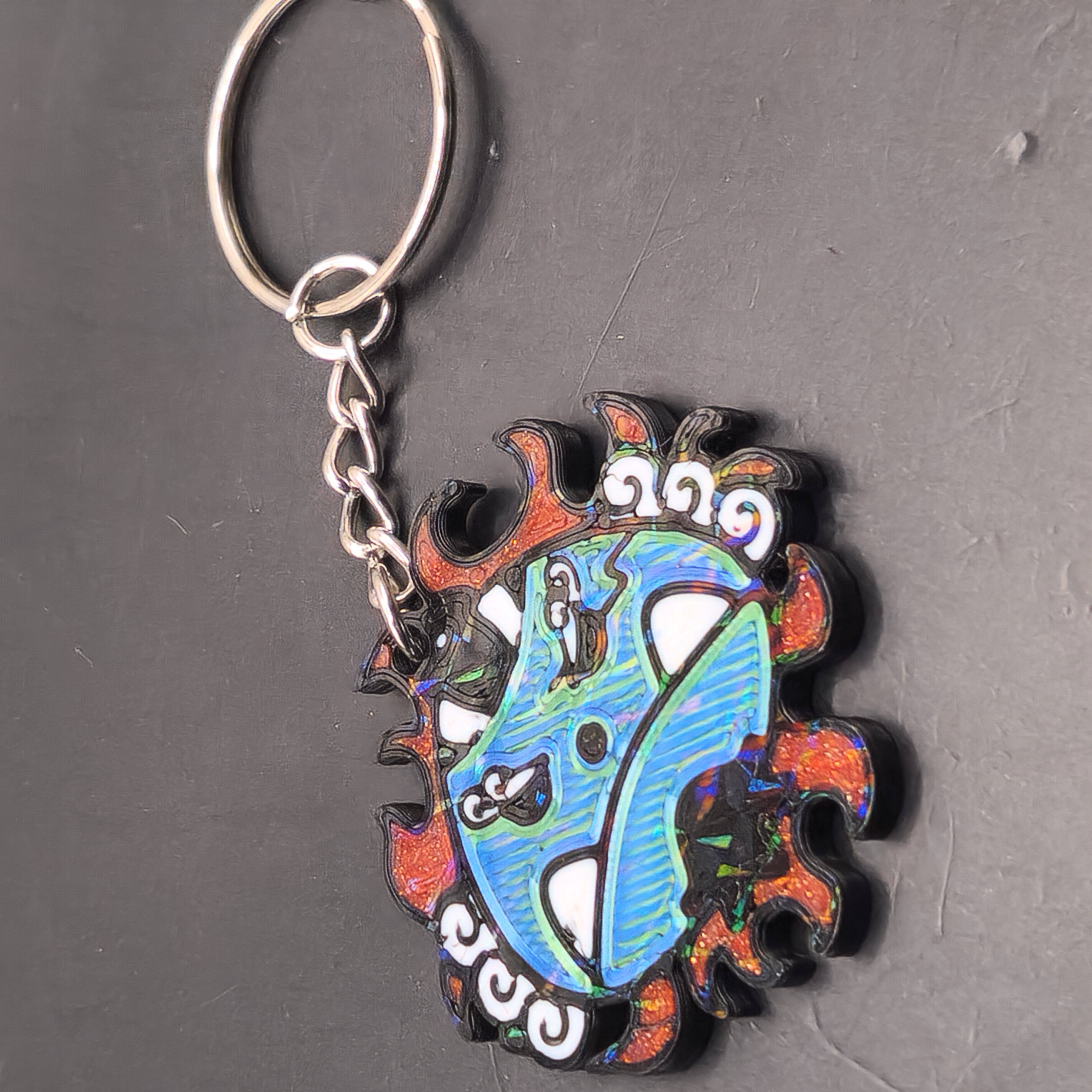 Hologram Jinbe Jolly Roger Straw Hats Keychain 3D Printed Anime Accessory