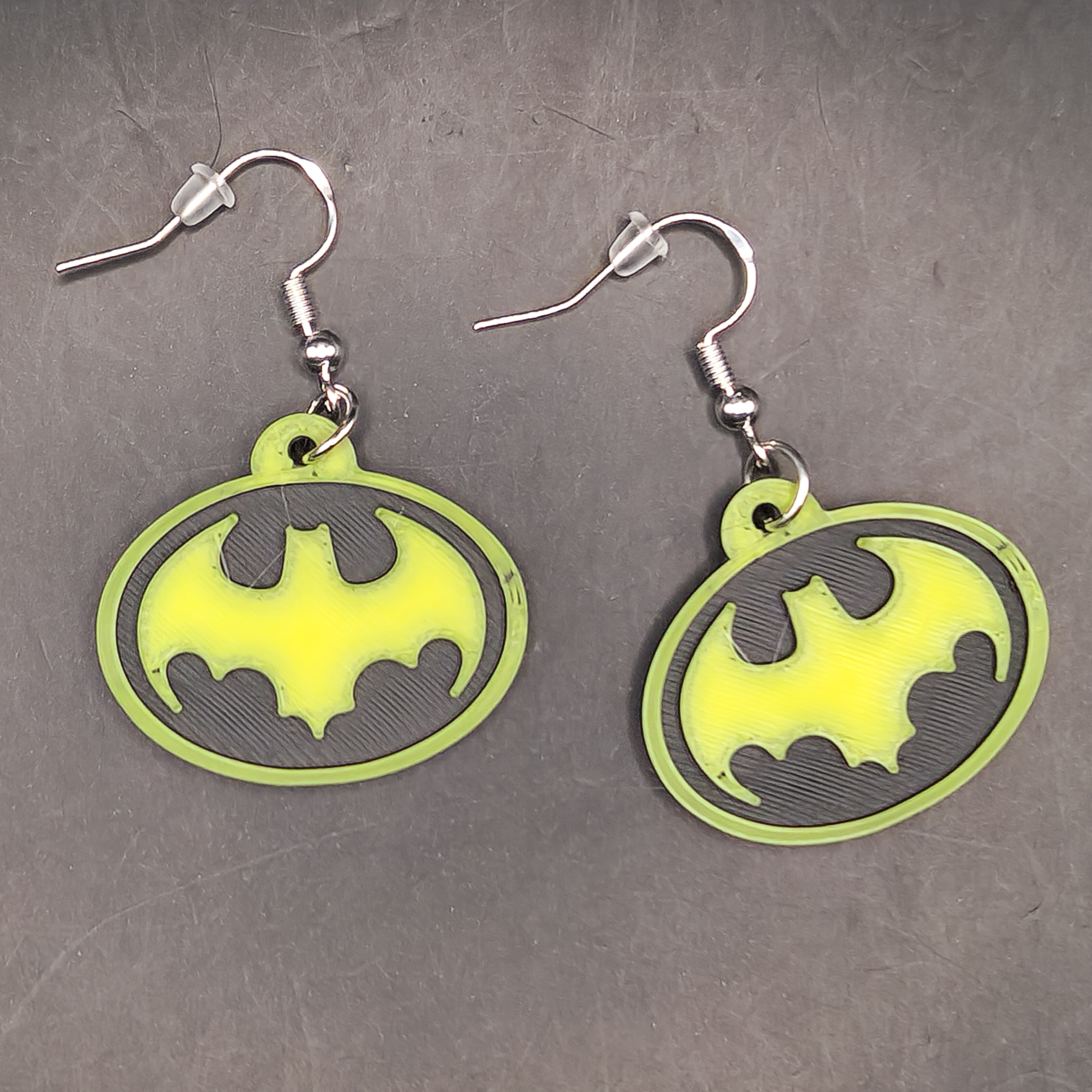 Hologram Batman Logo Earrings 3D Printed Accessories