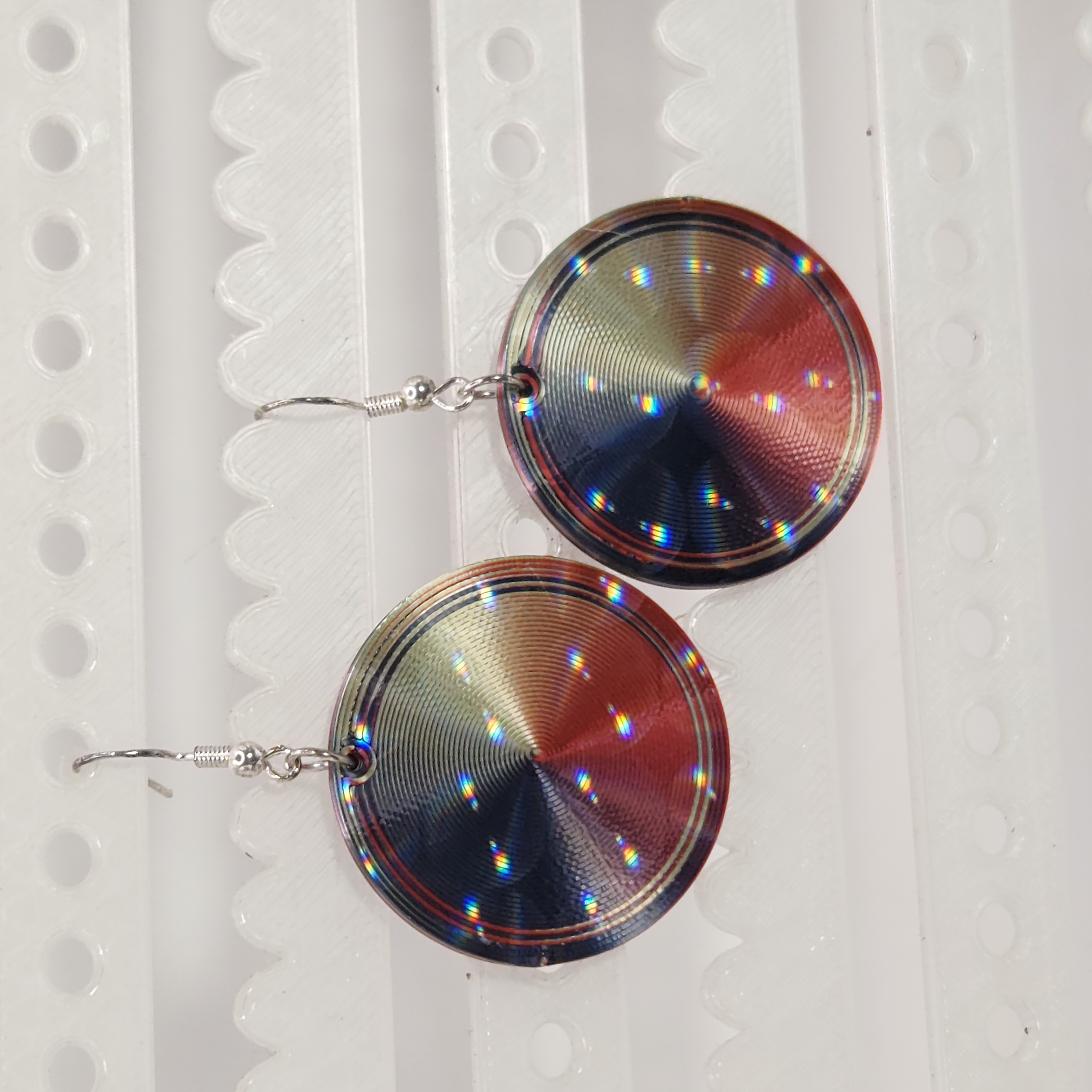Colorful Circular Earrings with Bubble Holograms
