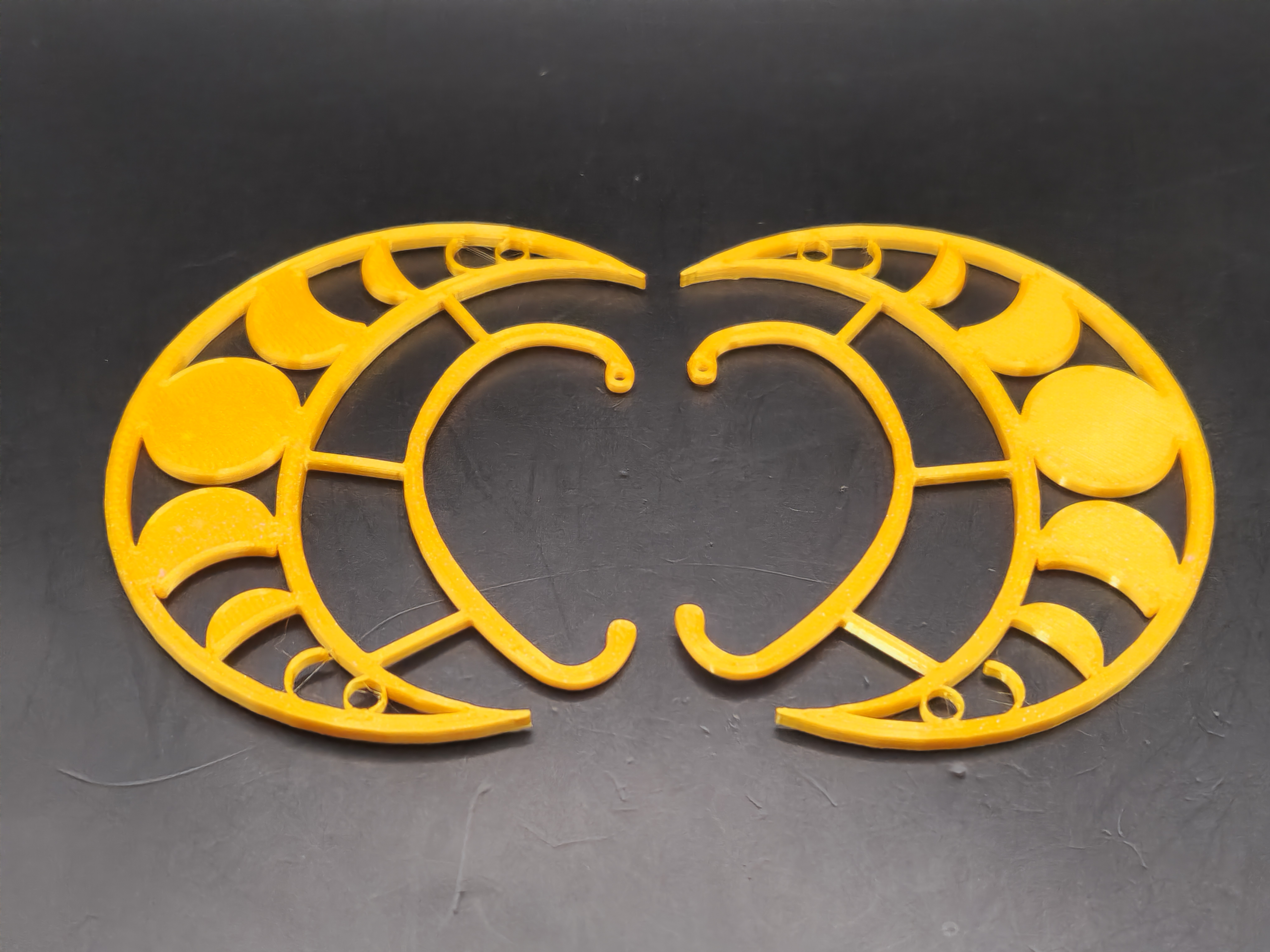 Hologram Yellow Crescent Moon Earcuffs Ear Wraps 