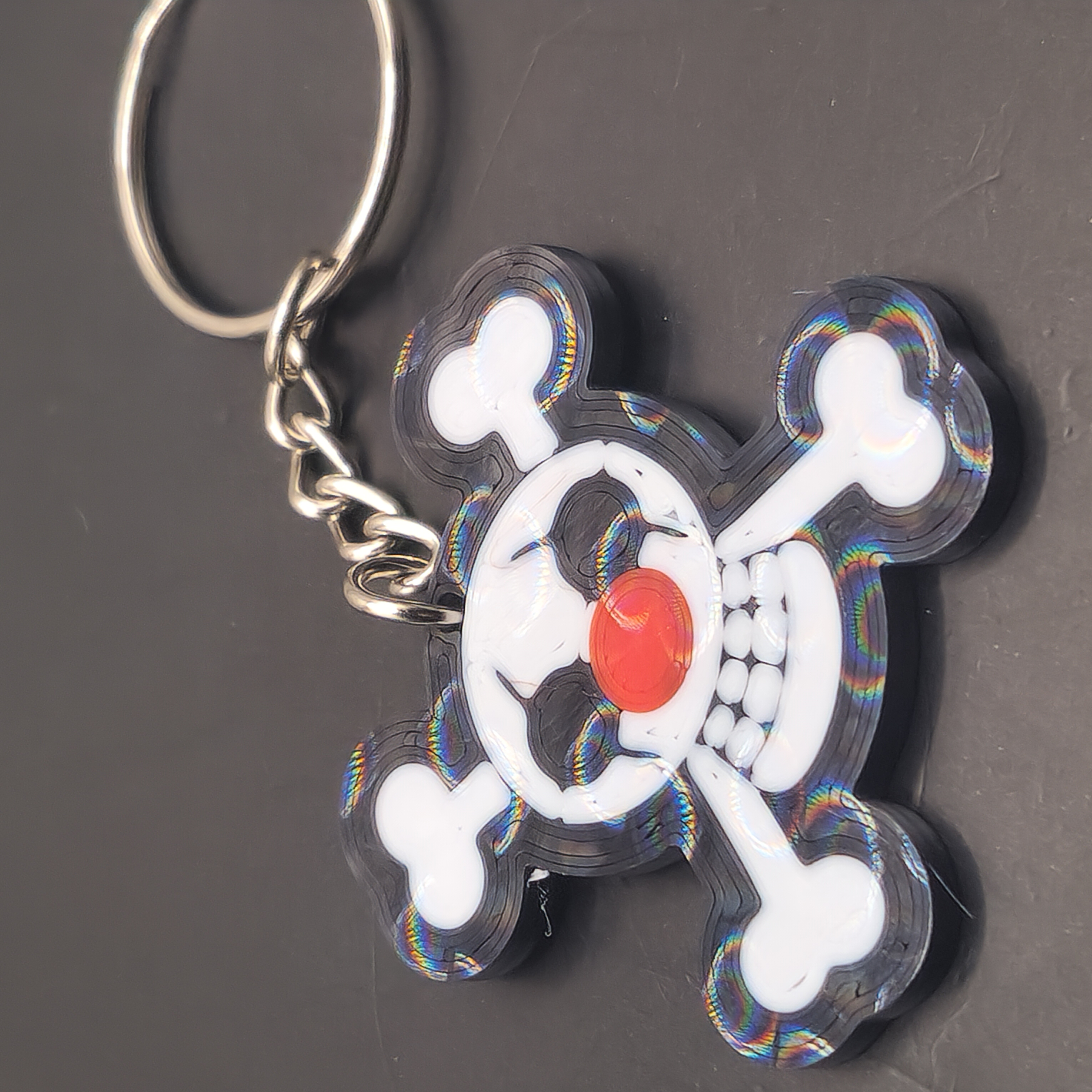 Hologram Buggy the Clown Pirate Jolly Roger Keychain Skull and Crossbones 3D Printed Anime Accessory
