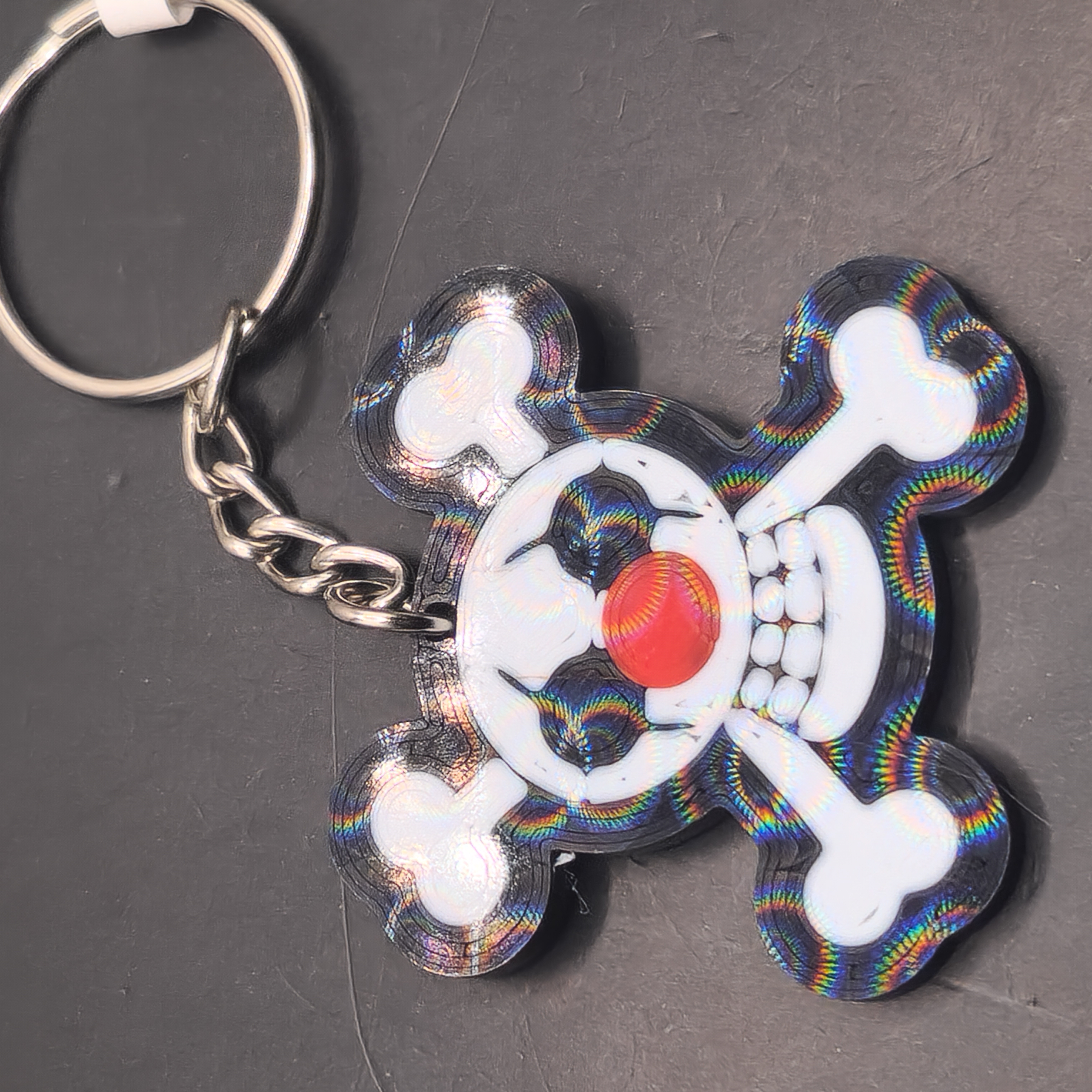 Hologram Buggy the Clown Pirate Jolly Roger Keychain Skull and Crossbones 3D Printed Anime Accessory