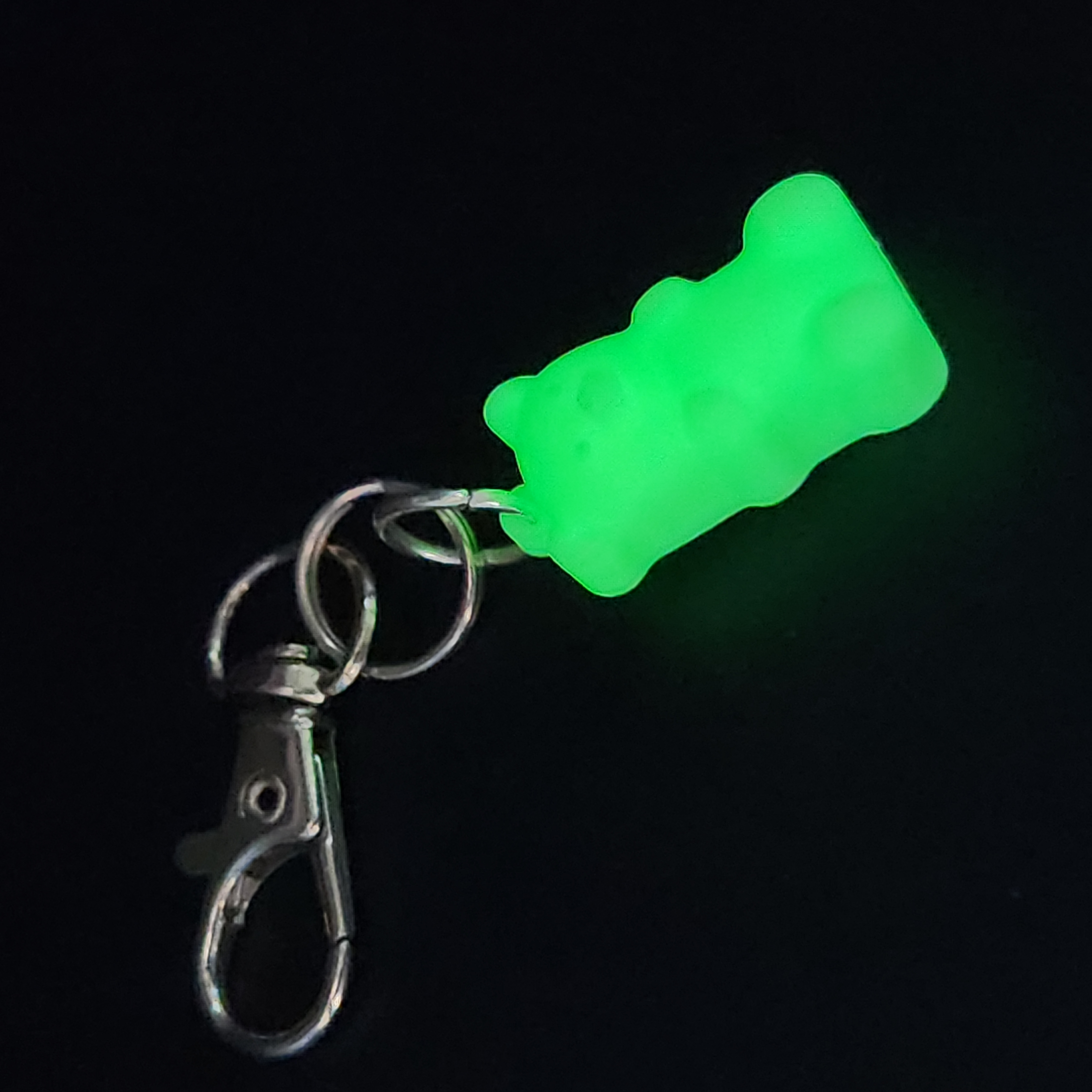 Green Glow-in-the-Dark Gummy Bear Hologram Bag Charm