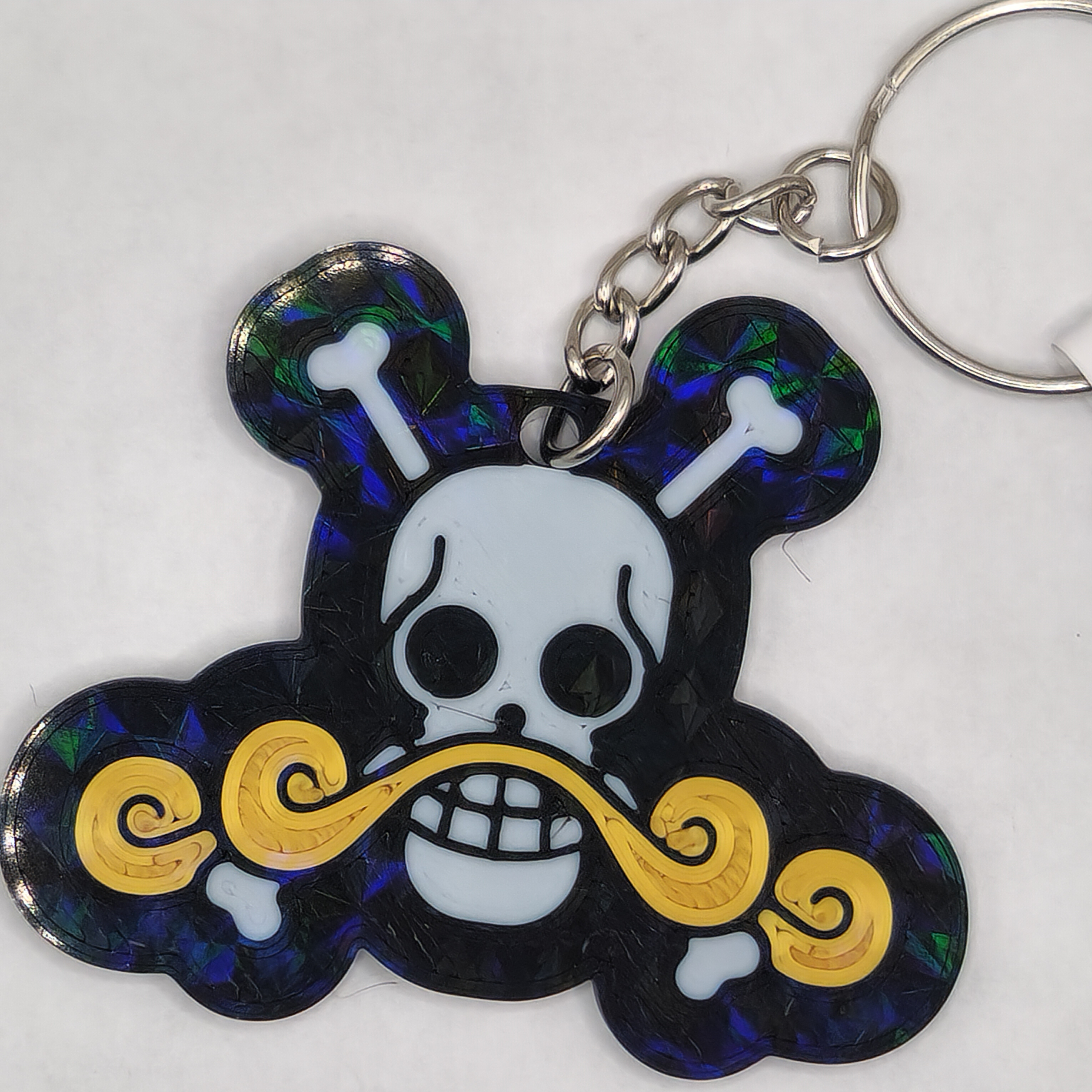 Holographic Skull and Crossbones Keychain