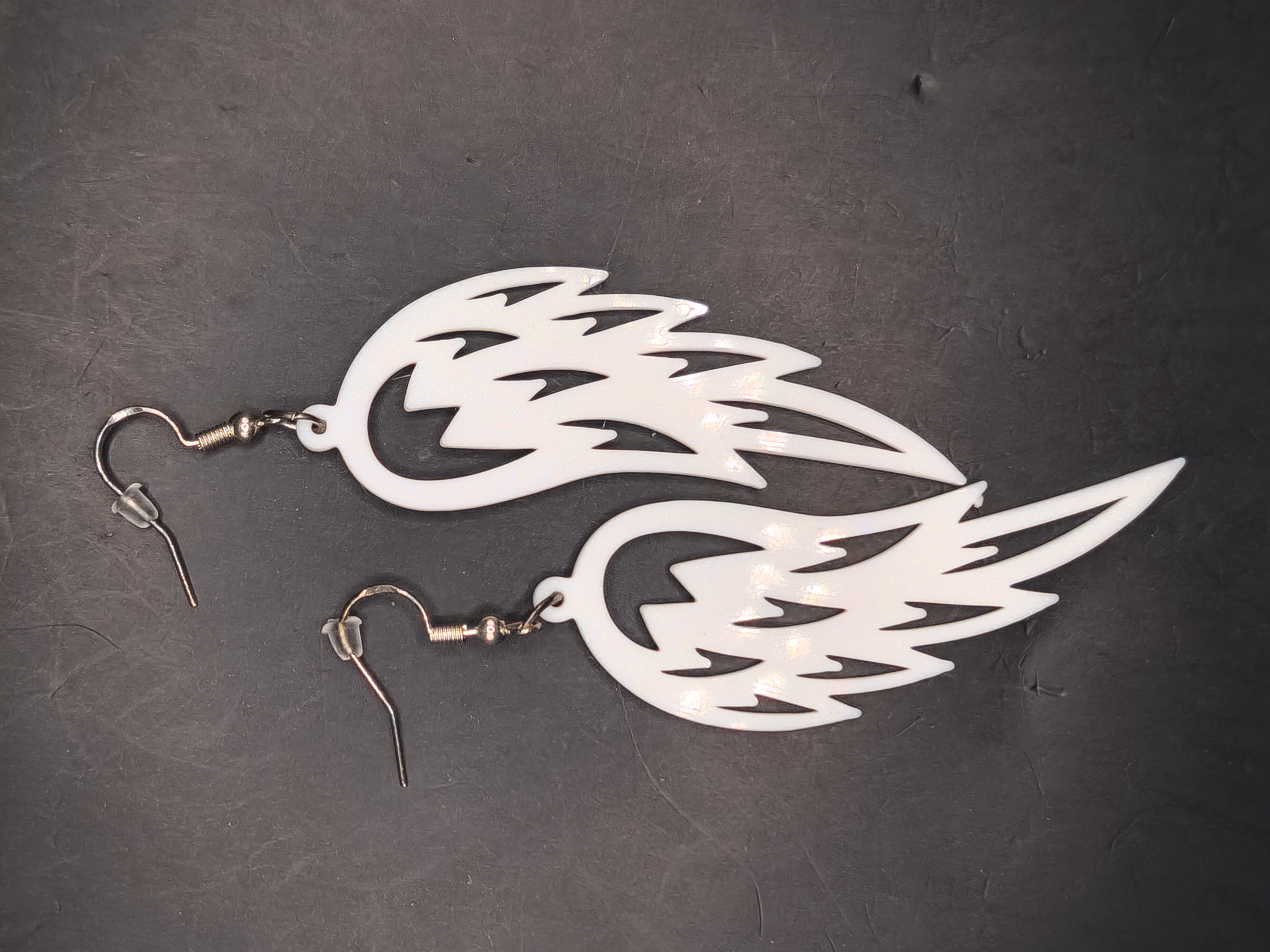 Hologram White Angel Dove Wing Earrings 3D Printed Accessory