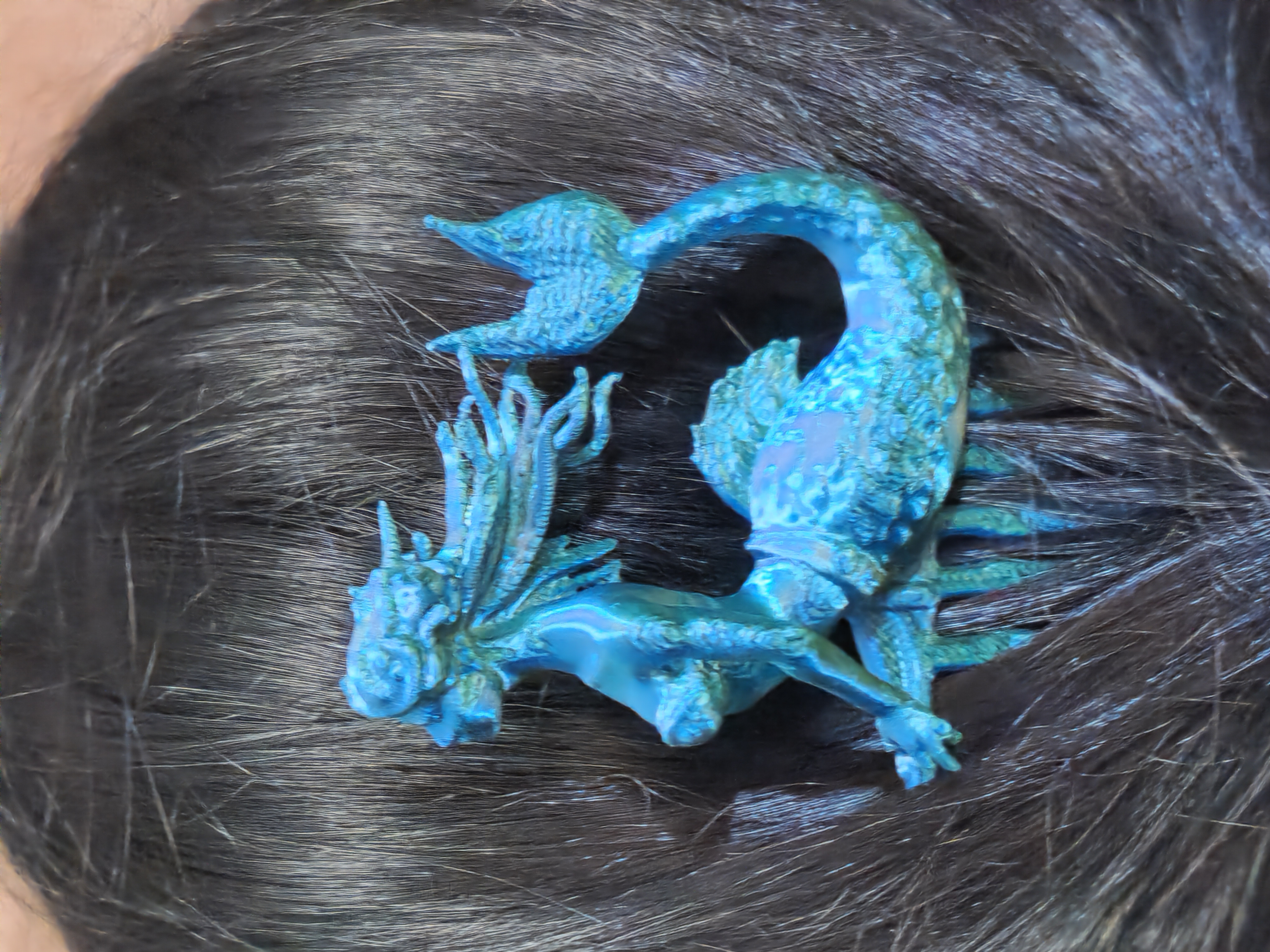 Blue and Green Mermaid Decorative Hair Comb 3D Printed Fantasy Creature Hair Accessory