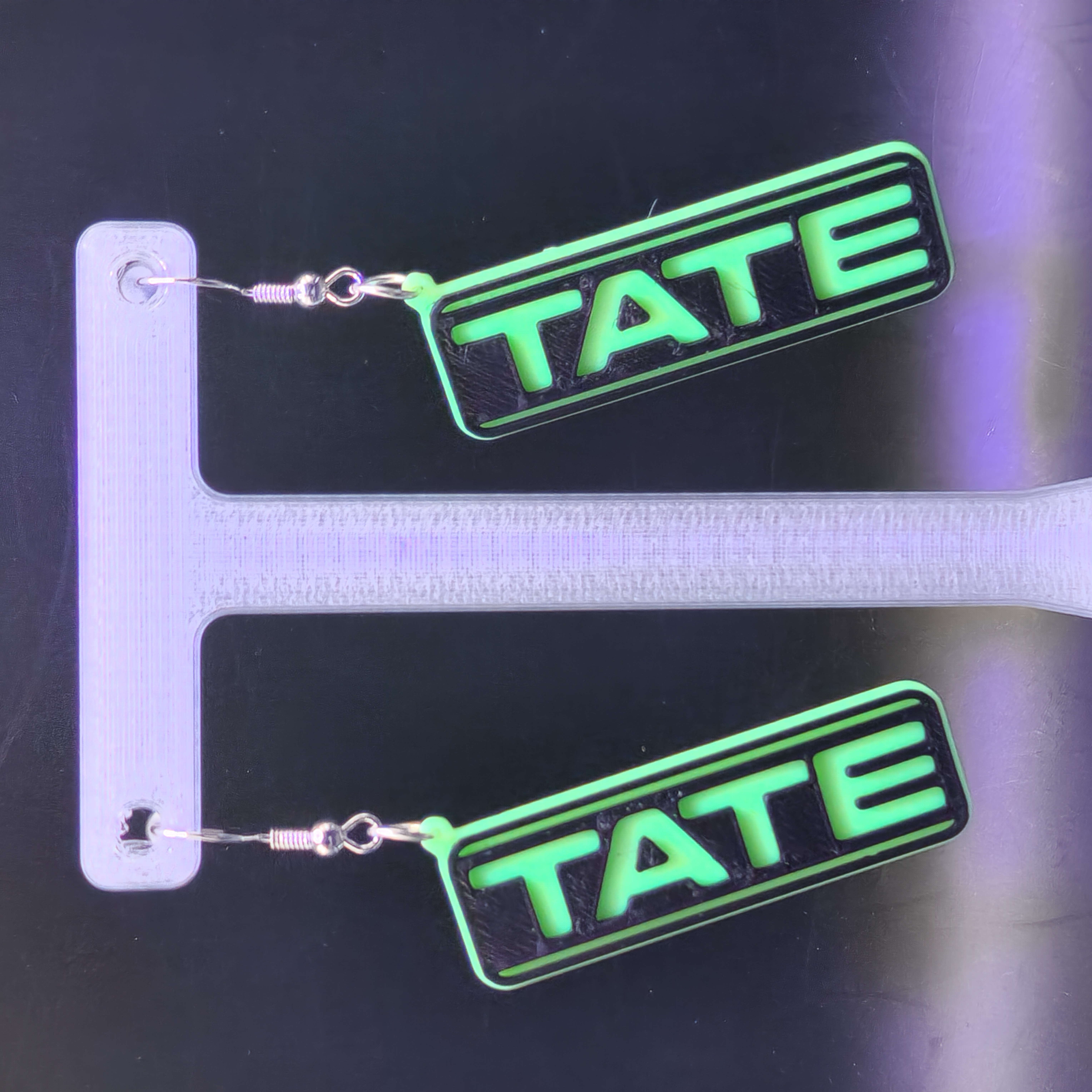 Glow in the Dark Tate McRae Earrings 3D Printed Blacklight Reactive Accessory