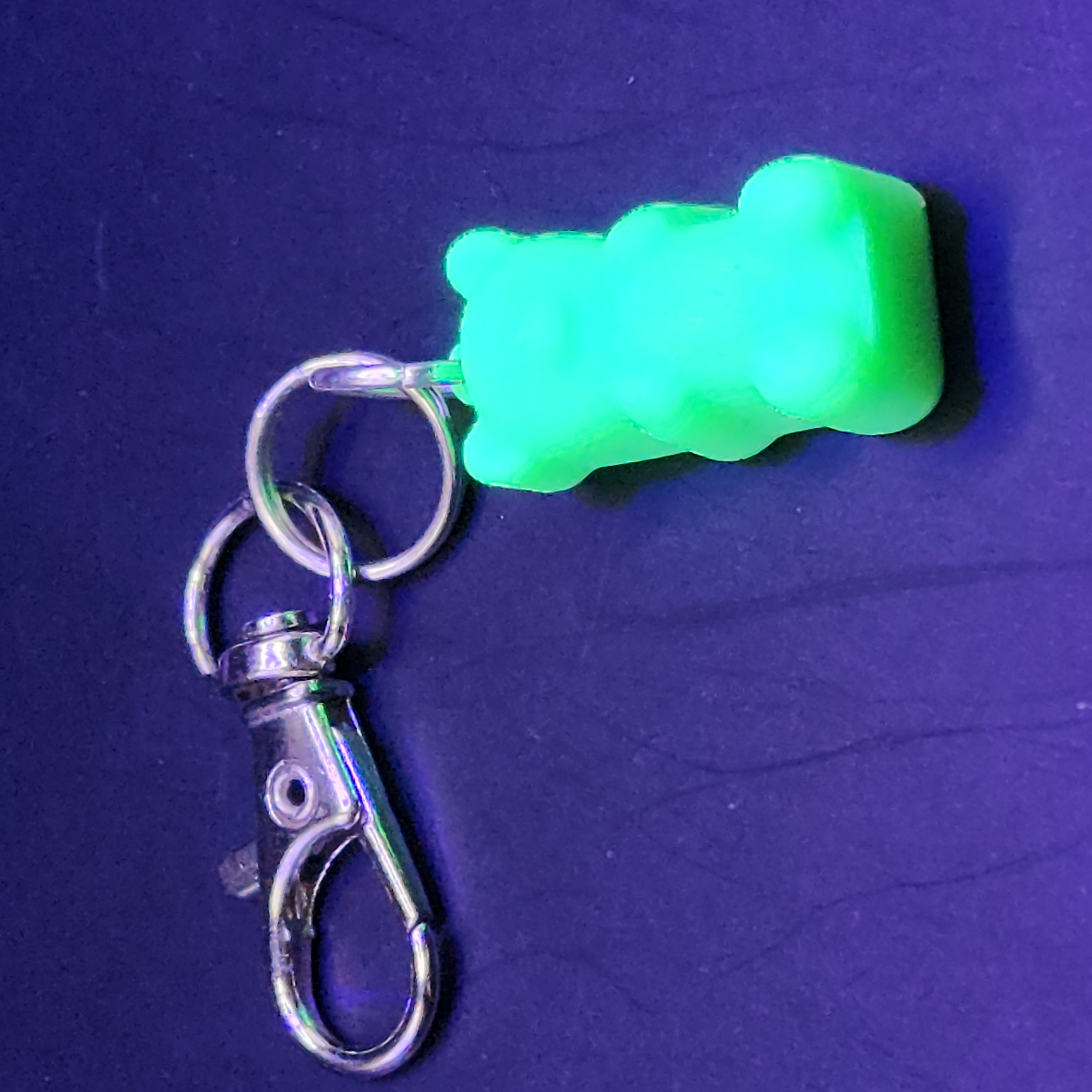 Green Glow-in-the-Dark Gummy Bear Hologram Bag Charm