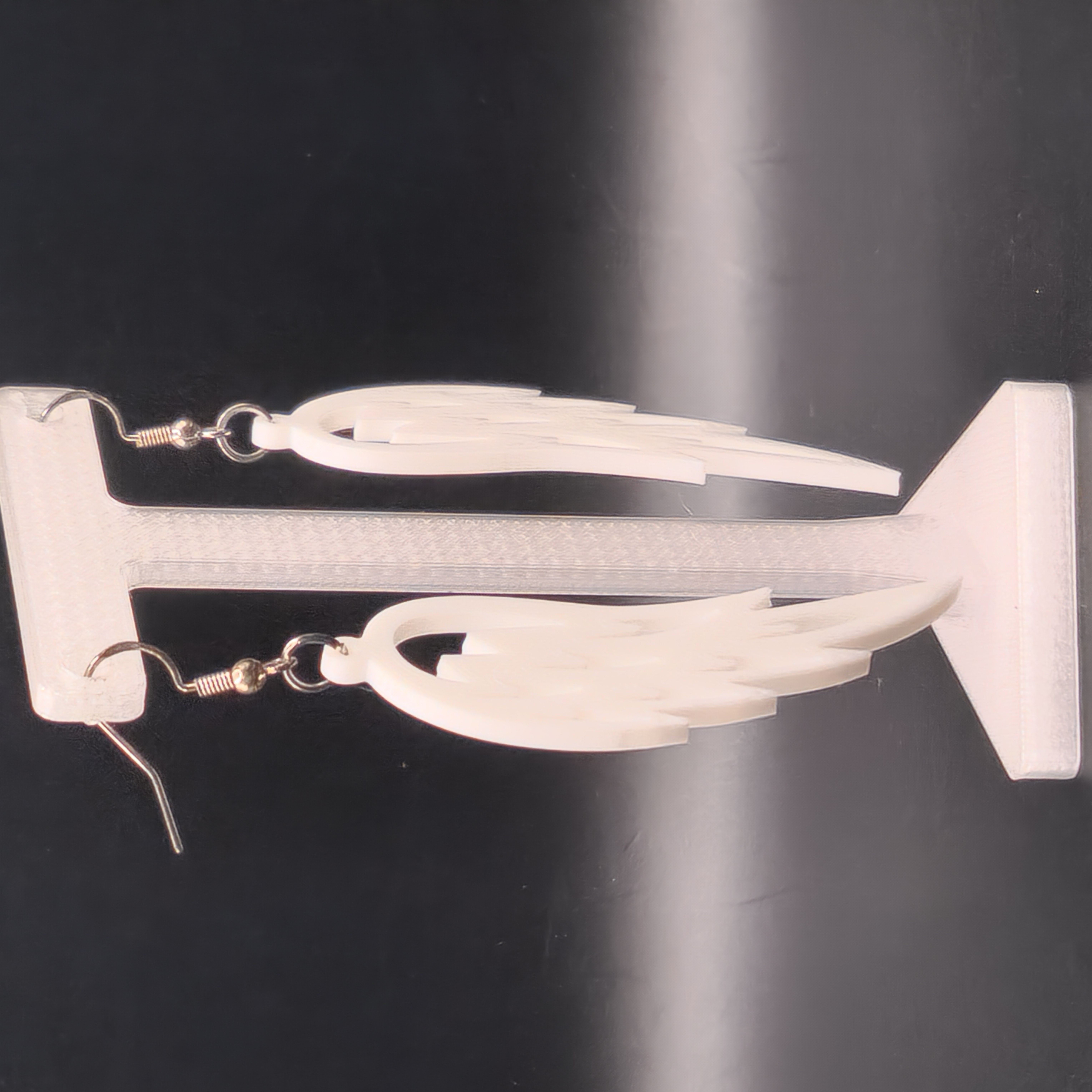 Hologram White Angel Dove Wing Earrings 3D Printed Accessory