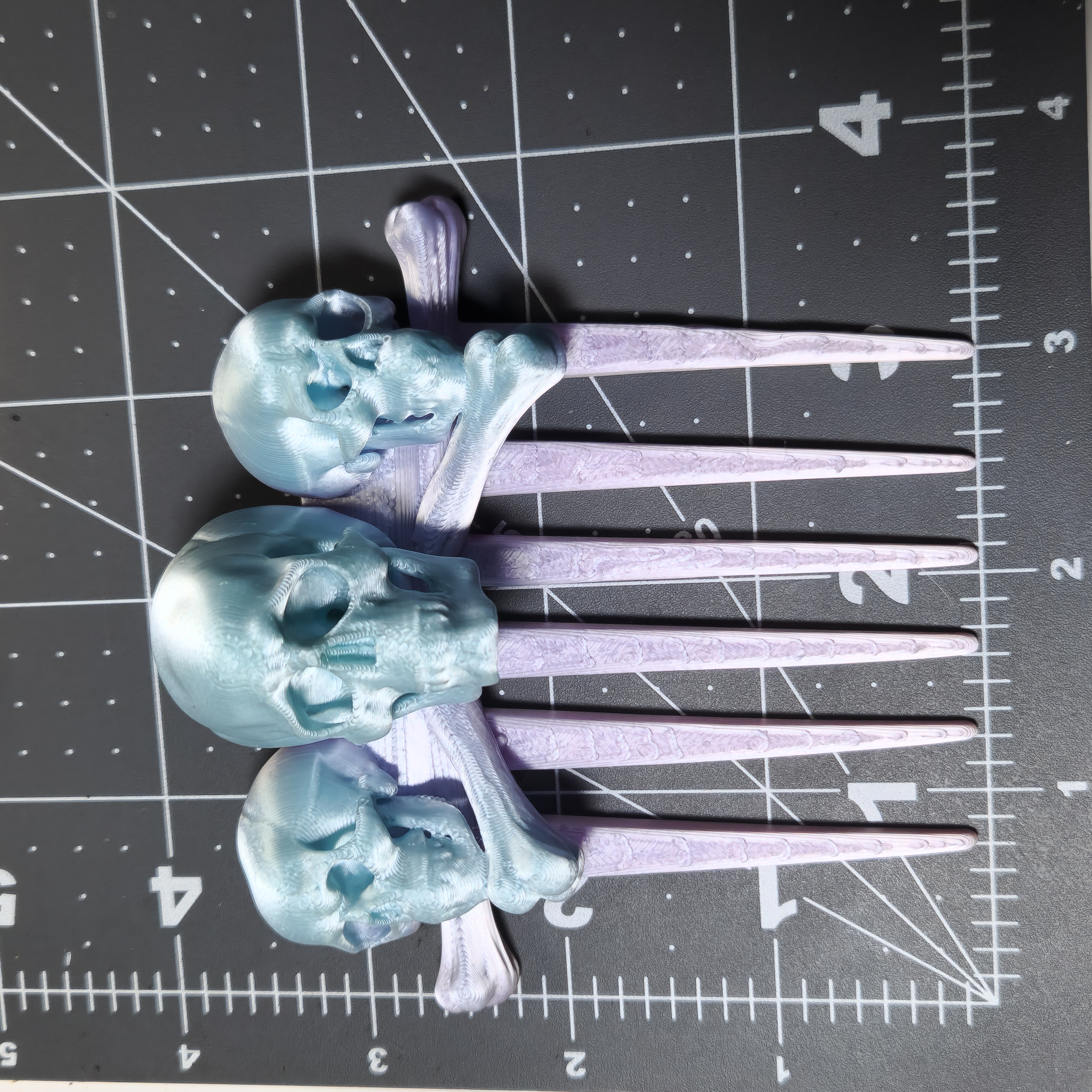 Halloween Skull and Bones Goth 3D Printed Hair Comb Wide Tooth Style