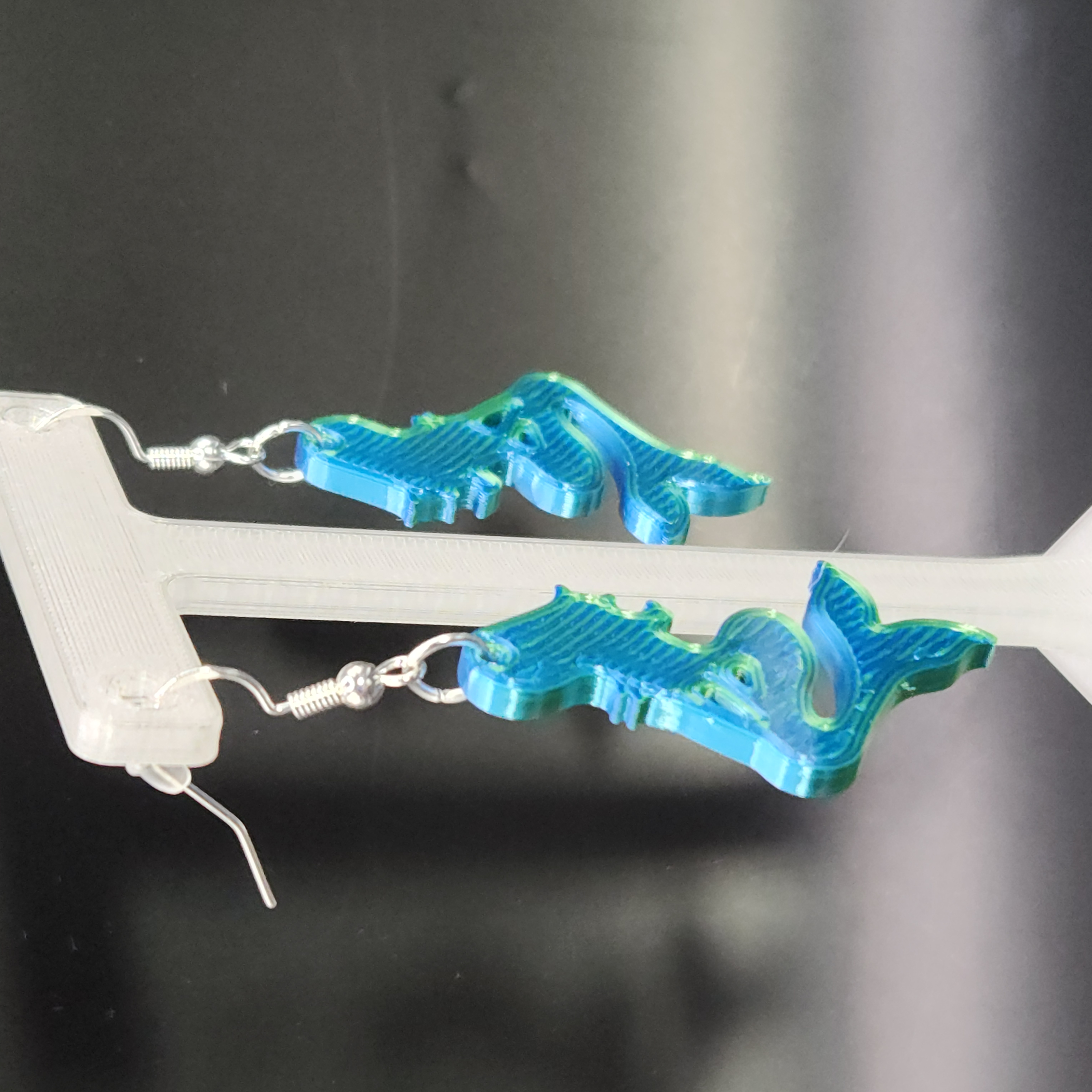 Hologram Mermaid-shaped, 3d Printed, Hypoallergenic Earrings