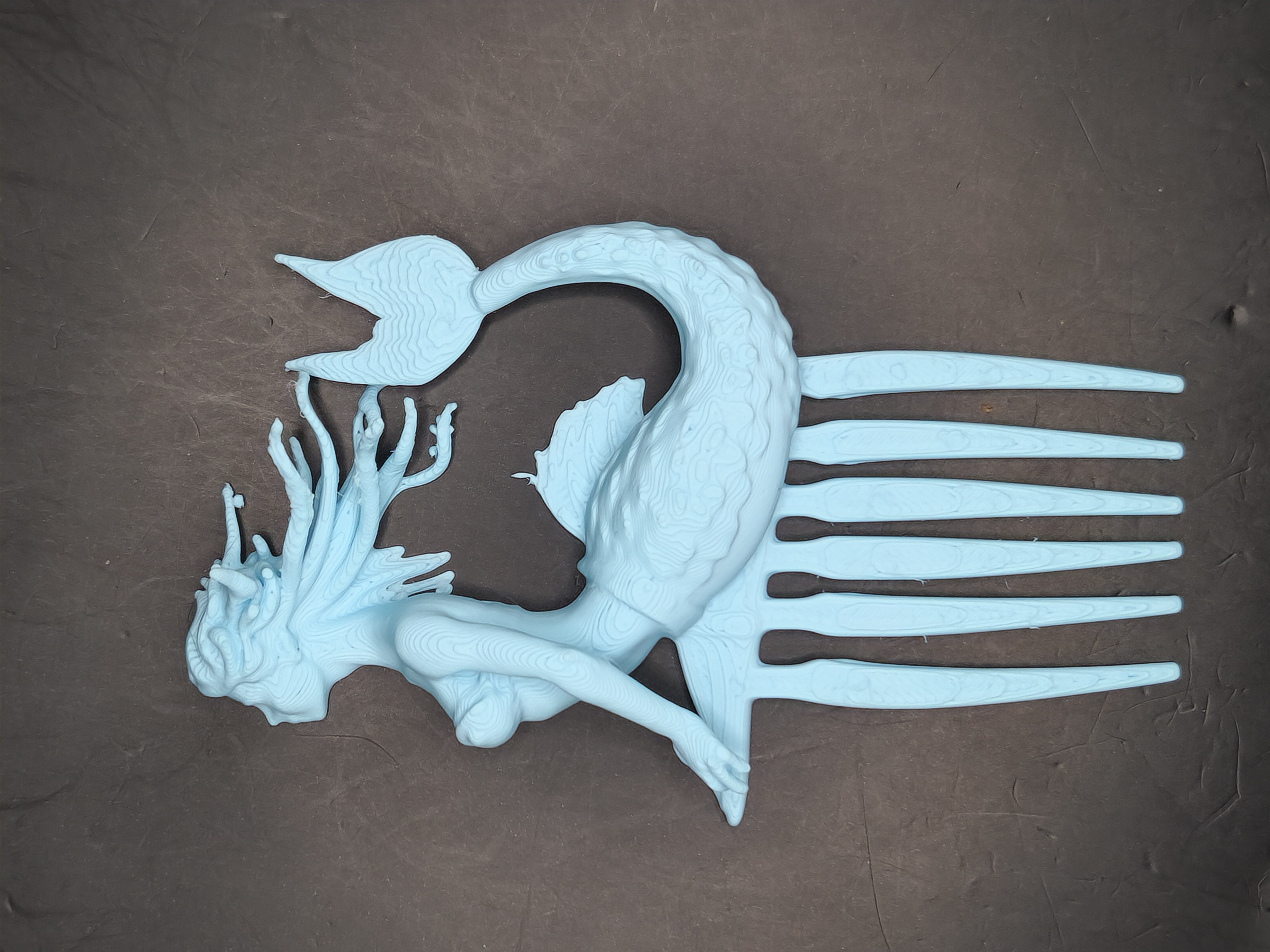 Pastel Blue Mermaid Hair Comb 3D Printed Fantasy Creature Hair Accessory
