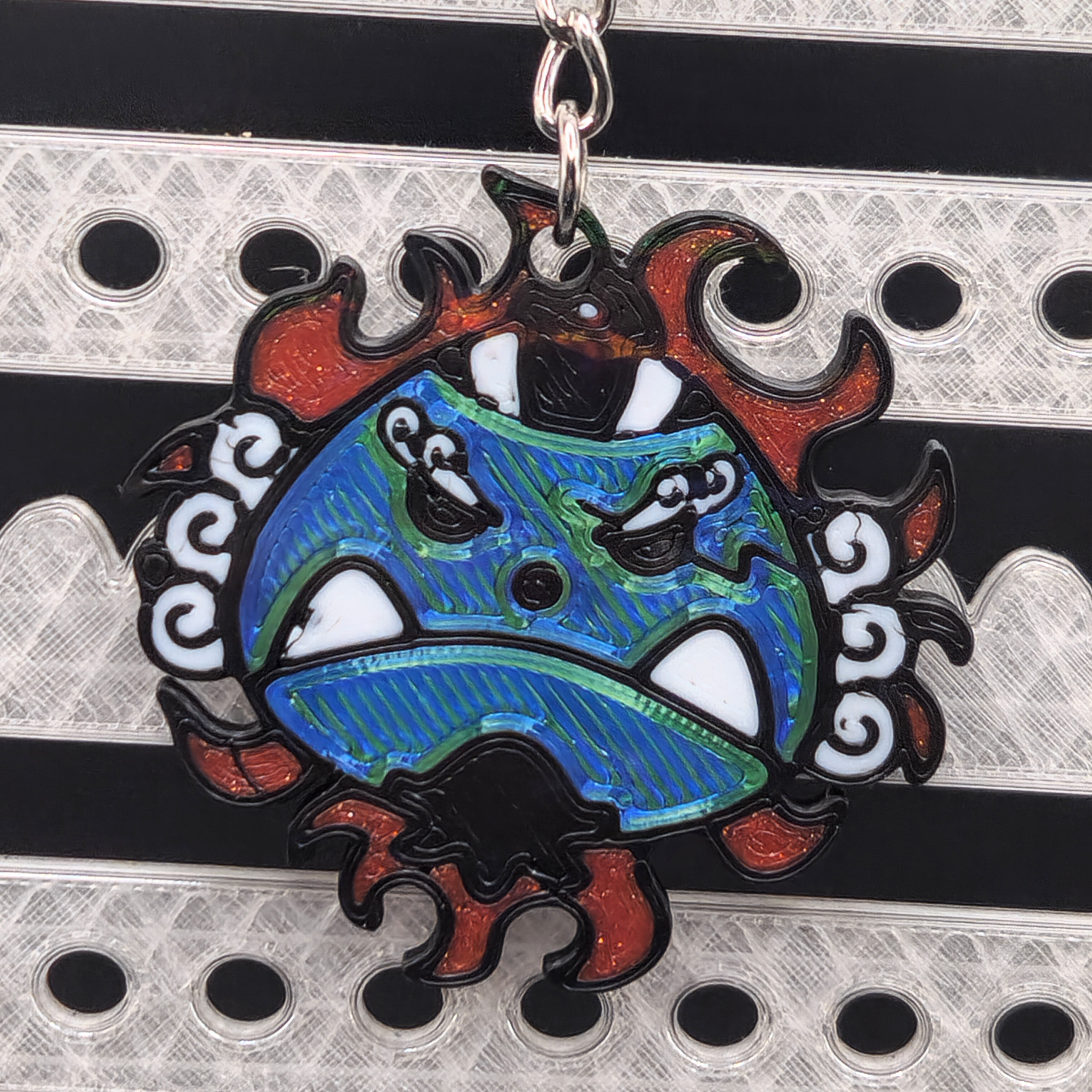 Hologram Jinbe Jolly Roger Straw Hats Keychain 3D Printed Anime Accessory