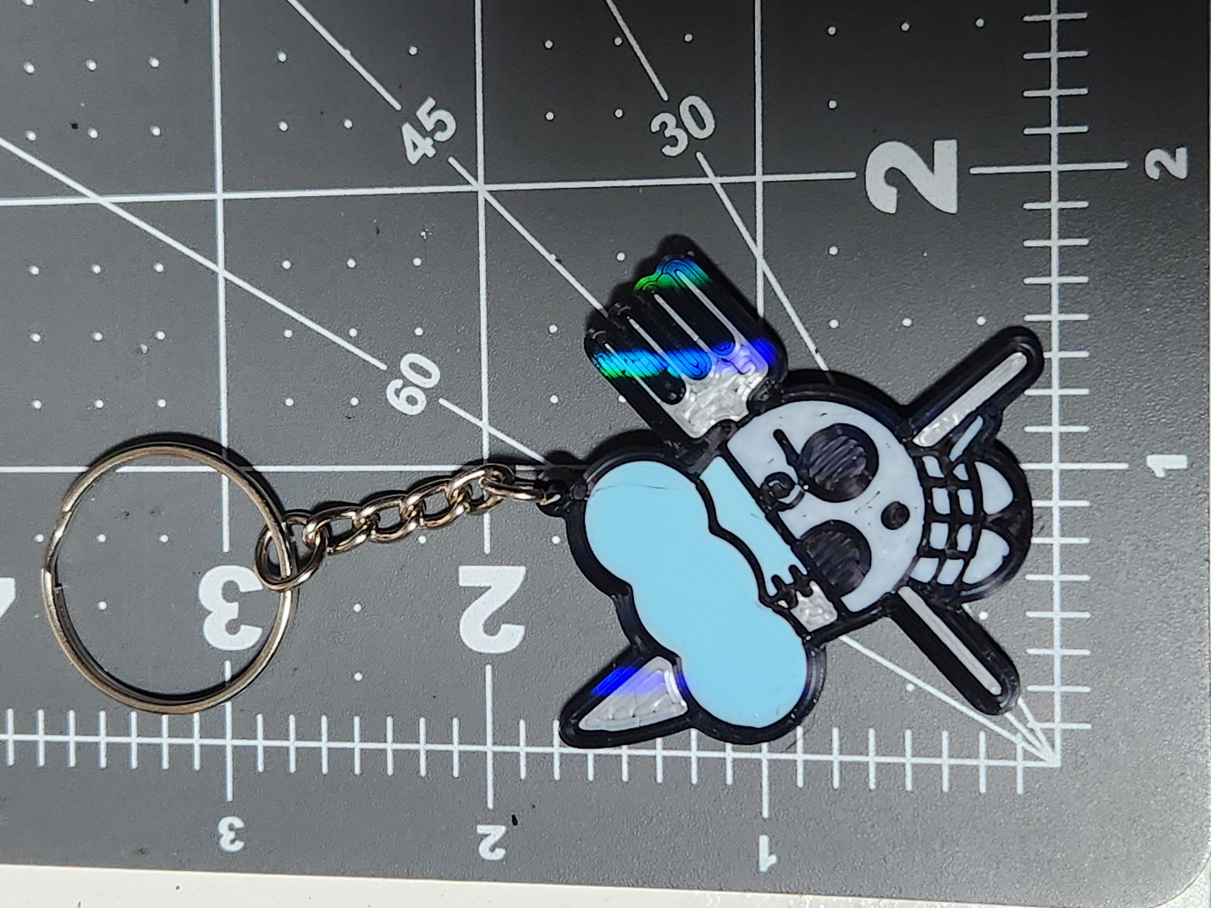 Sanji One Piece Hologram Keychain 3D Printed Jolly Roger