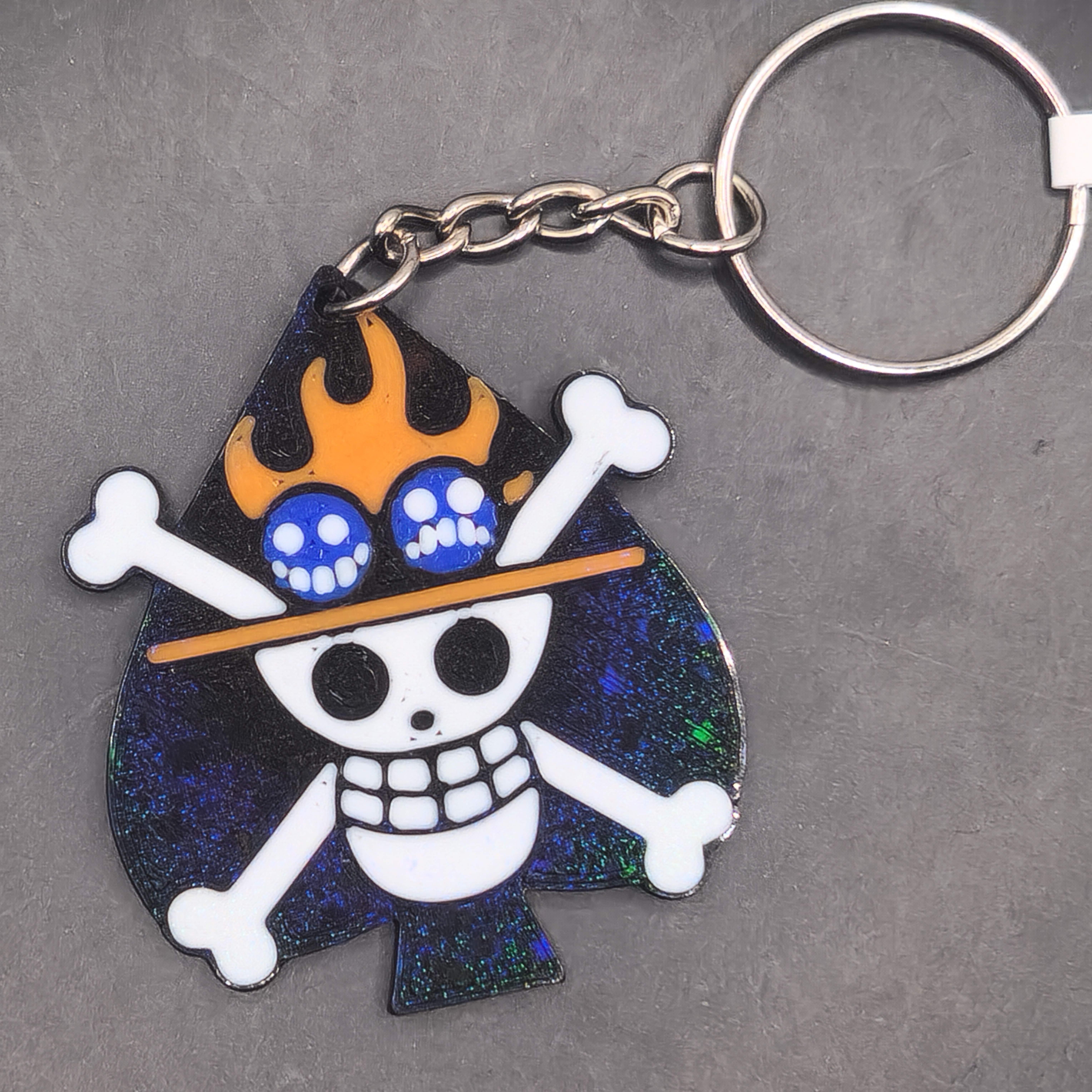 Hologram Fire Fist Ace Anime Keychain 3D Printed Accessory