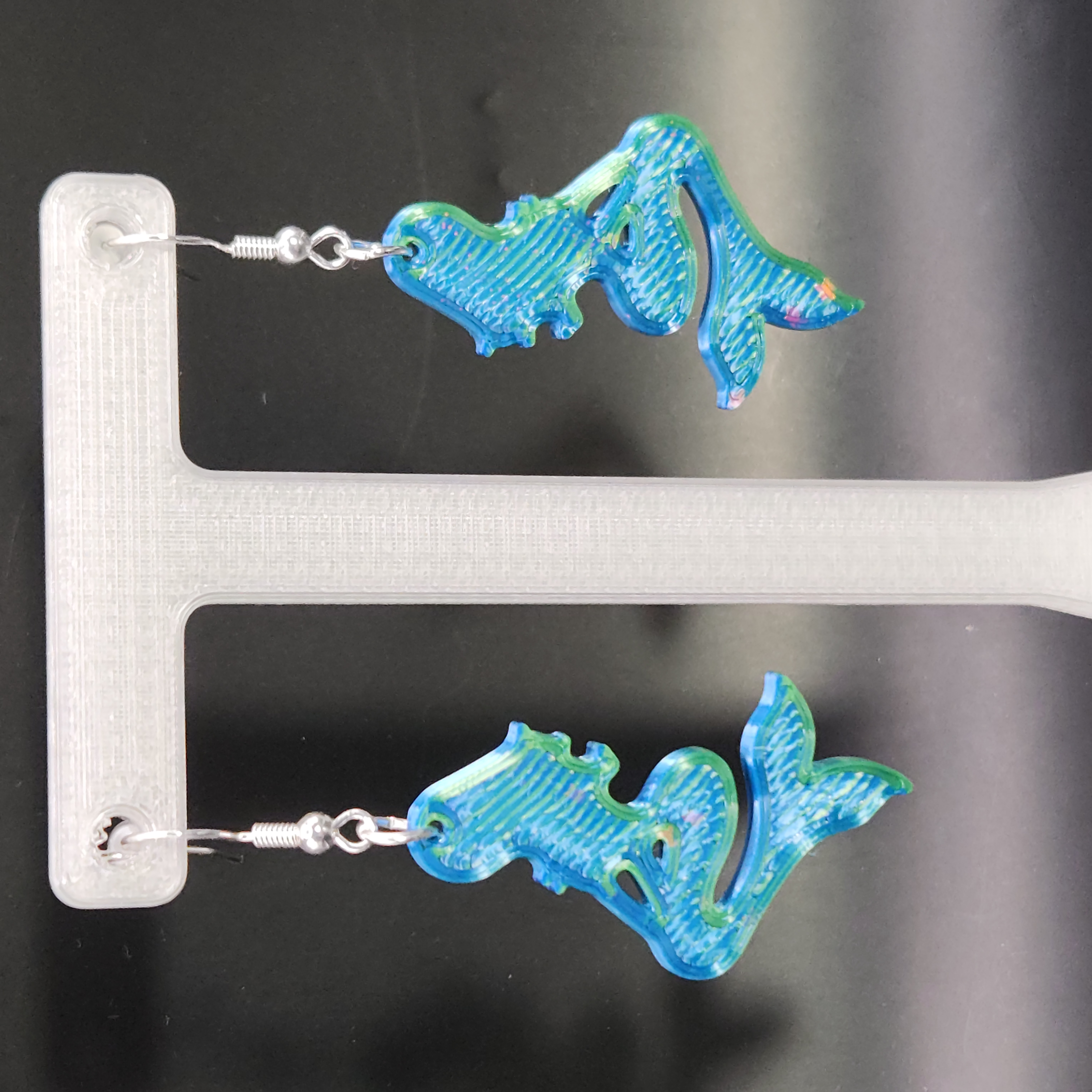 Hologram Mermaid-shaped, 3d Printed, Hypoallergenic Earrings