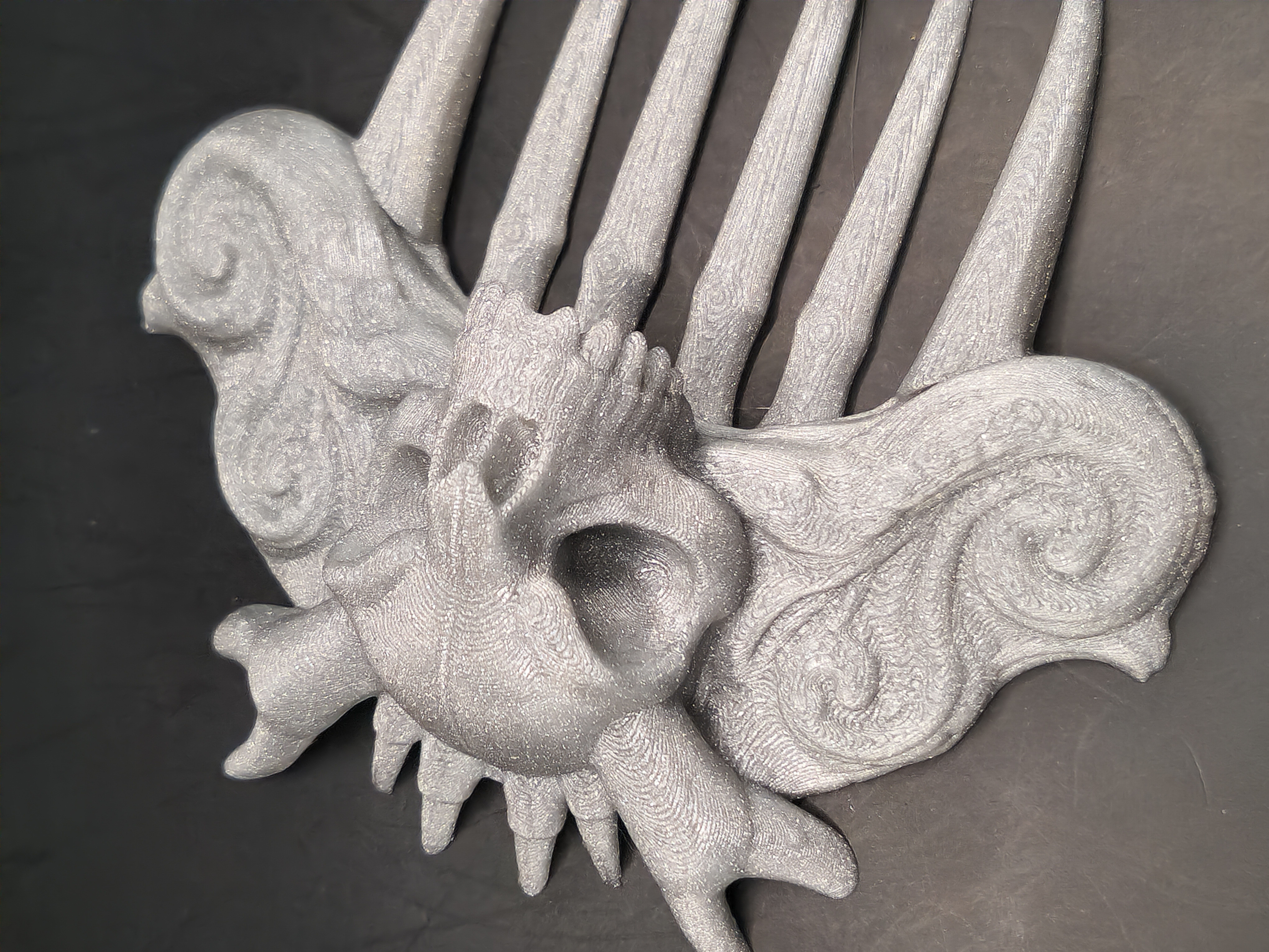 Silver Dragon Demon Skull Halloween Goth Hair Comb