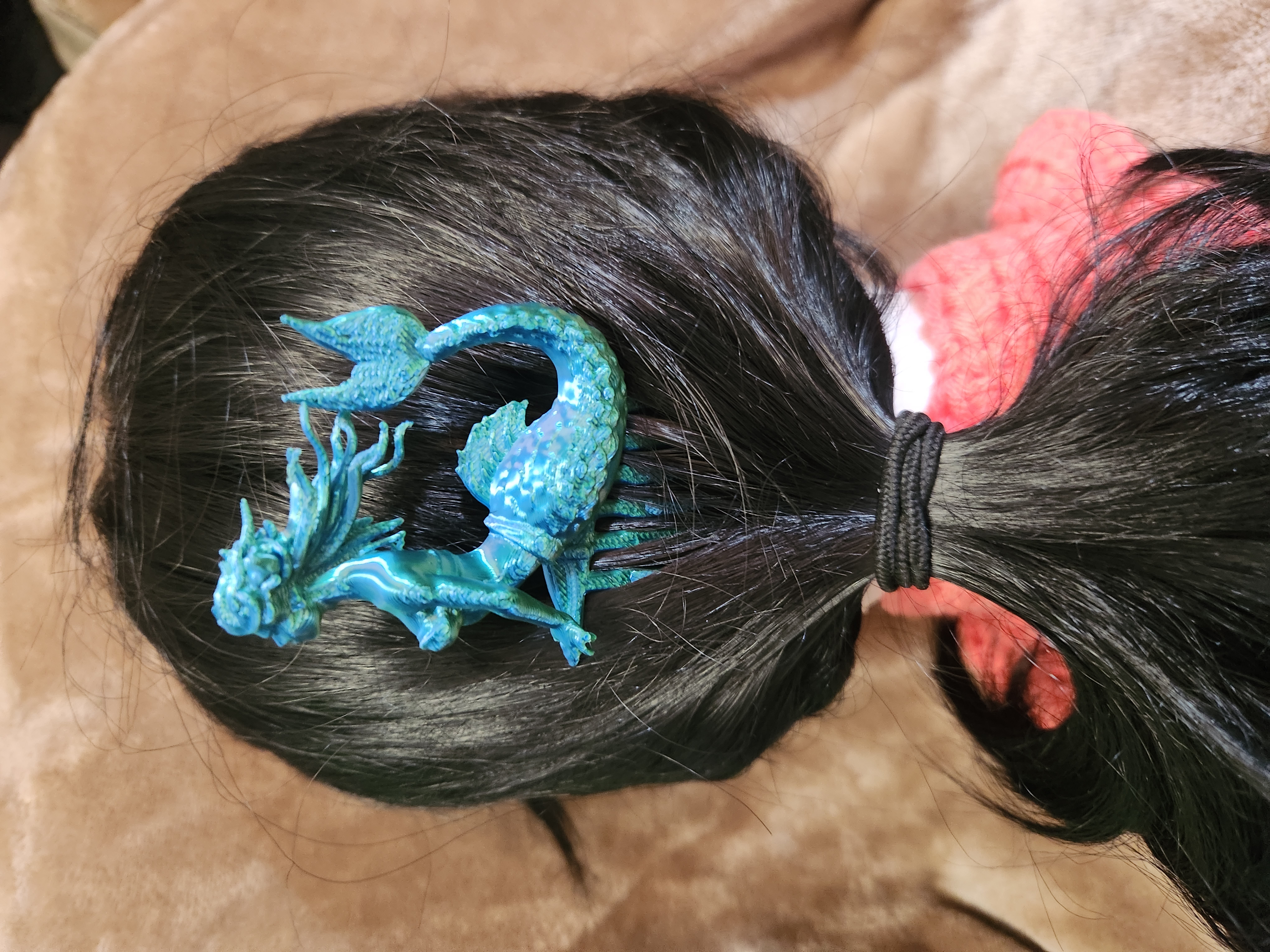 Blue and Green Mermaid Decorative Hair Comb 3D Printed Fantasy Creature Hair Accessory