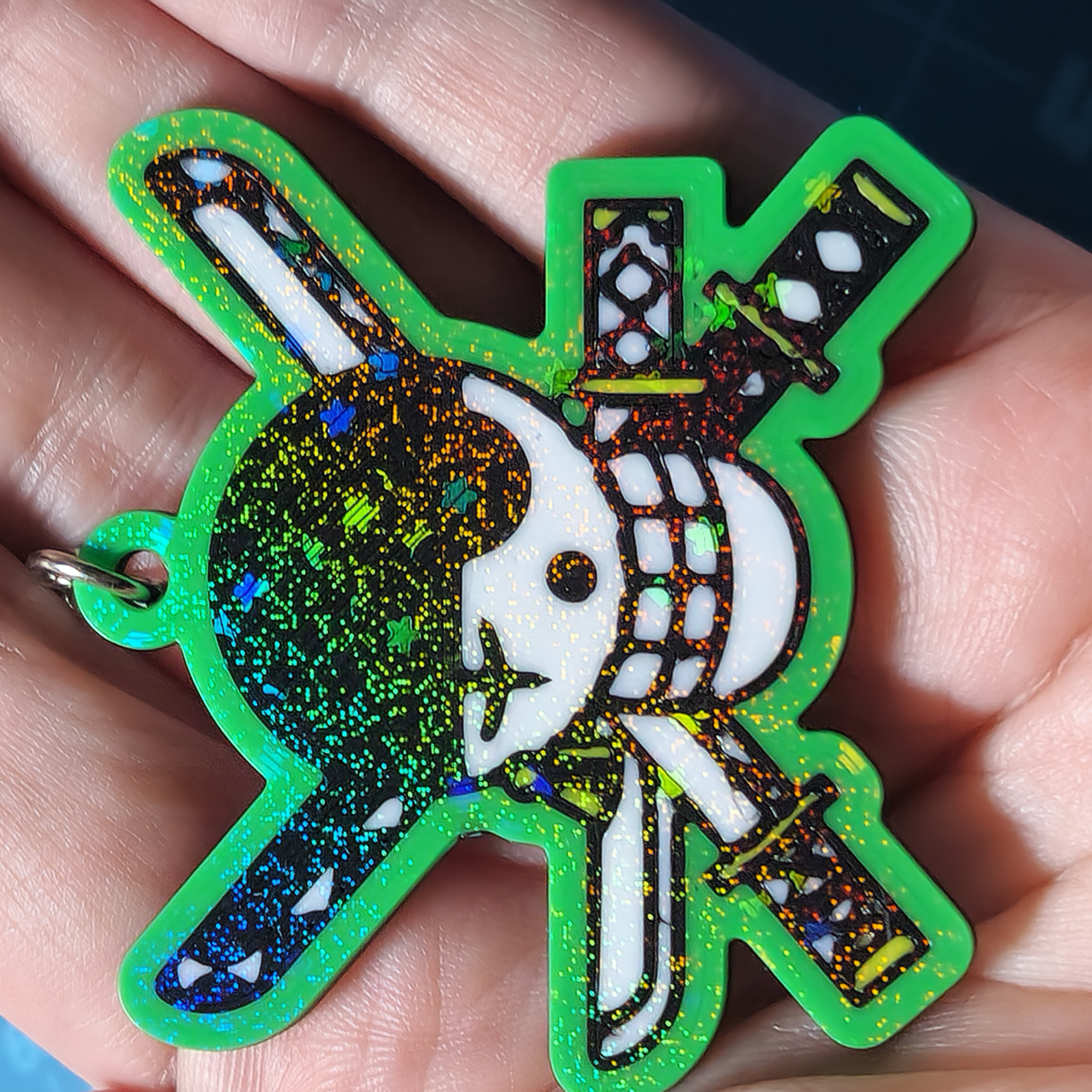 Hologram Zoro Jolly Roger Keychain 3D Printed Accessory