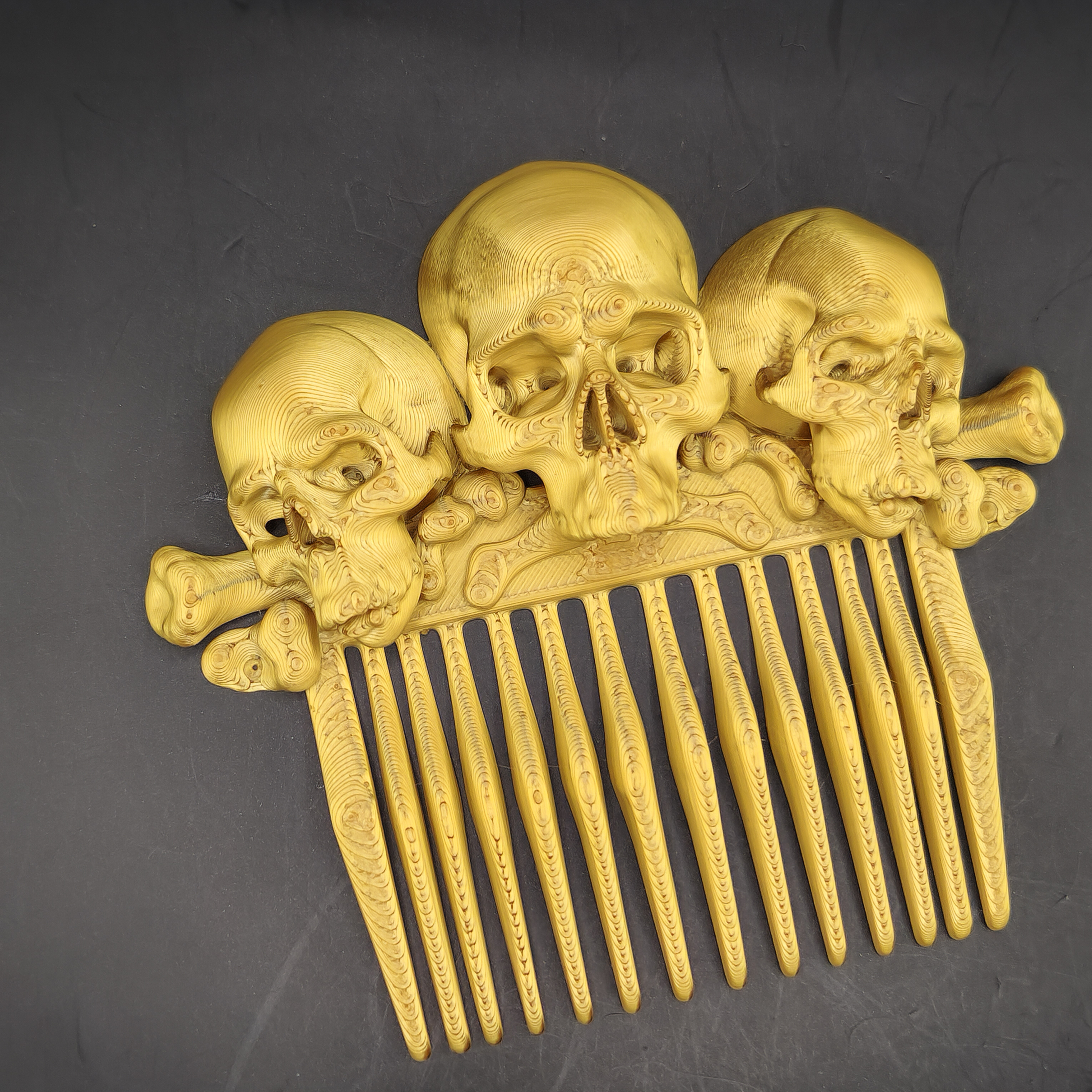 Halloween Goth Gold Skull Motif Decorative Hair Comb Narrow Tooth
