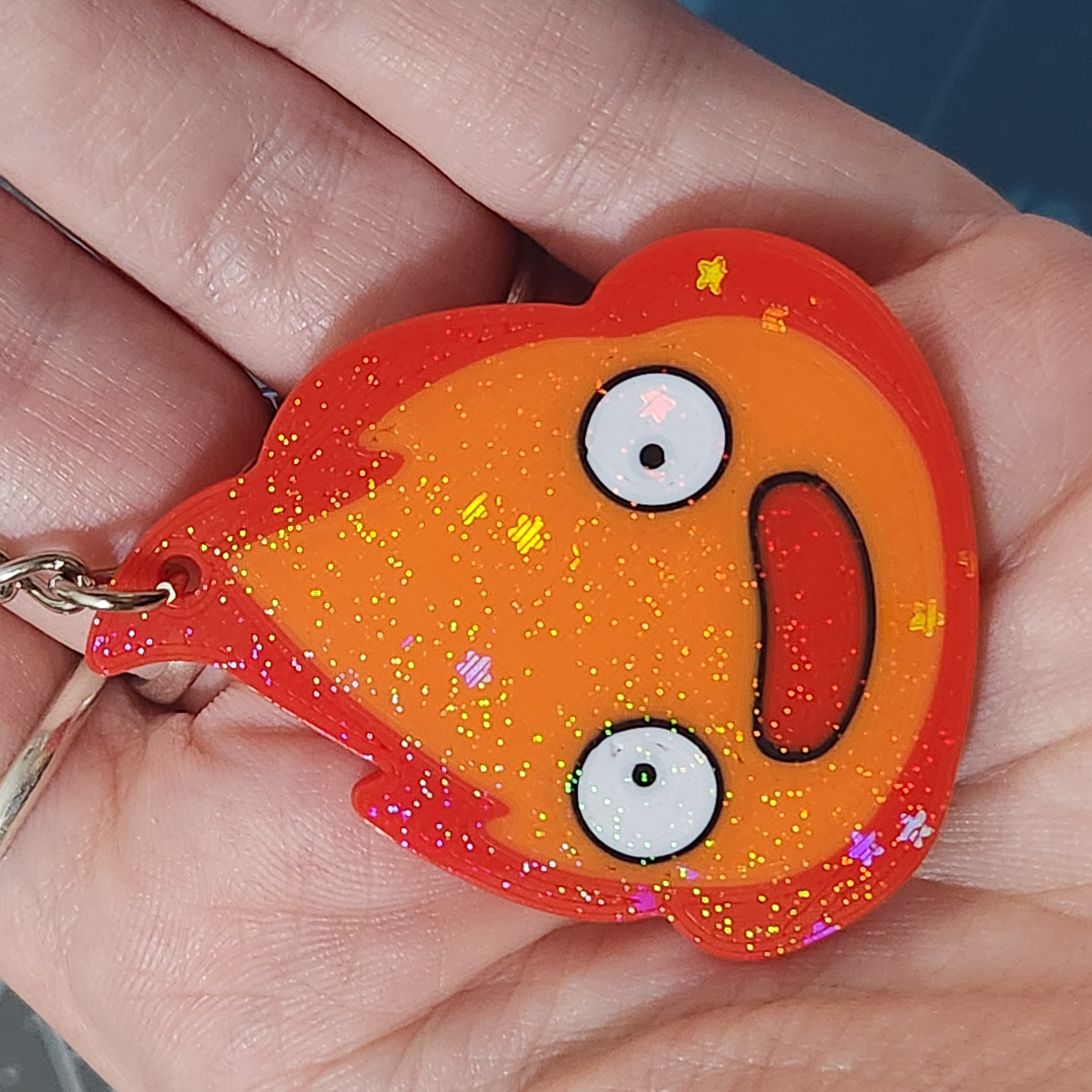 Calcifer Howl's Moving Castle Hologram Keychain 3D Printed