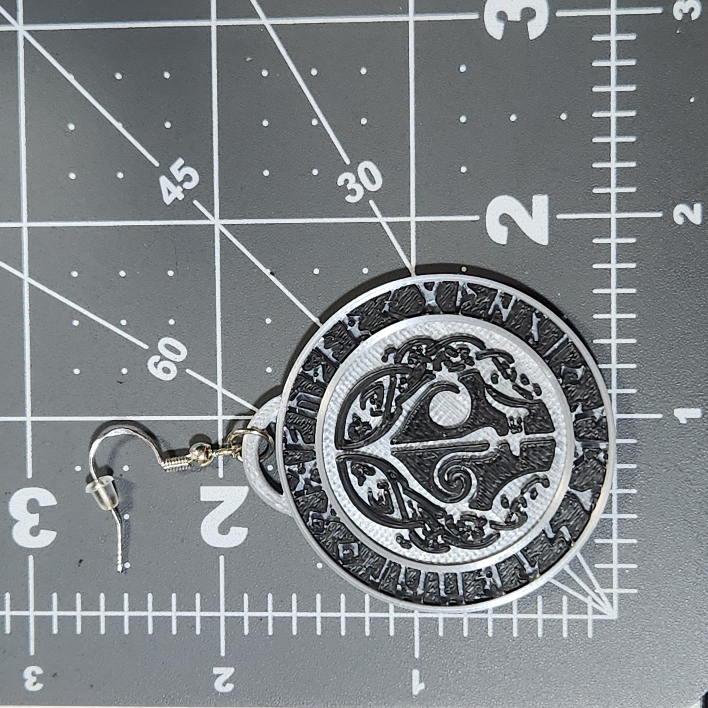 Silver and Black 3D printed Viking Goddess Hel Earrings 