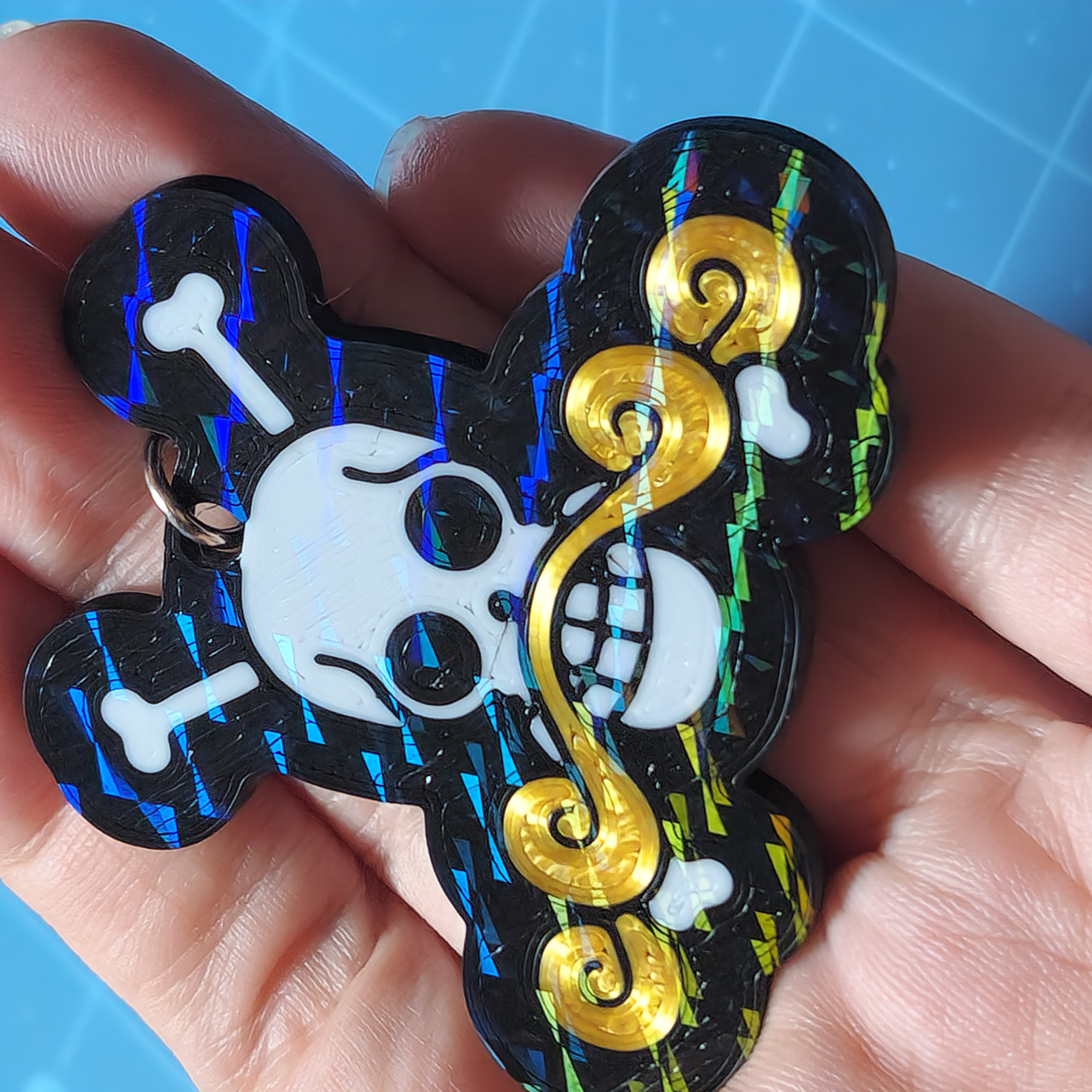 Holographic Skull and Crossbones Keychain