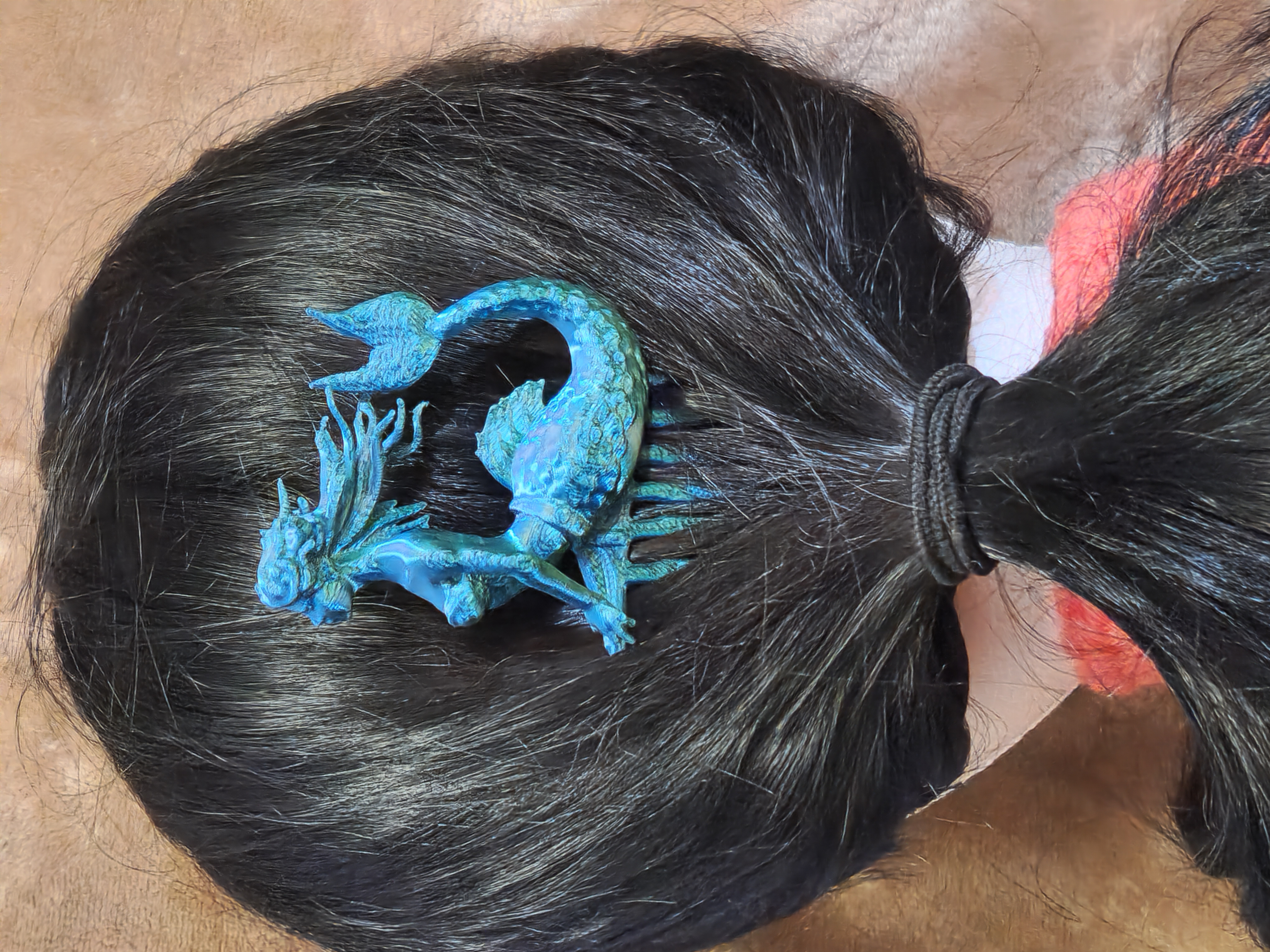 Blue and Green Mermaid Decorative Hair Comb 3D Printed Fantasy Creature Hair Accessory