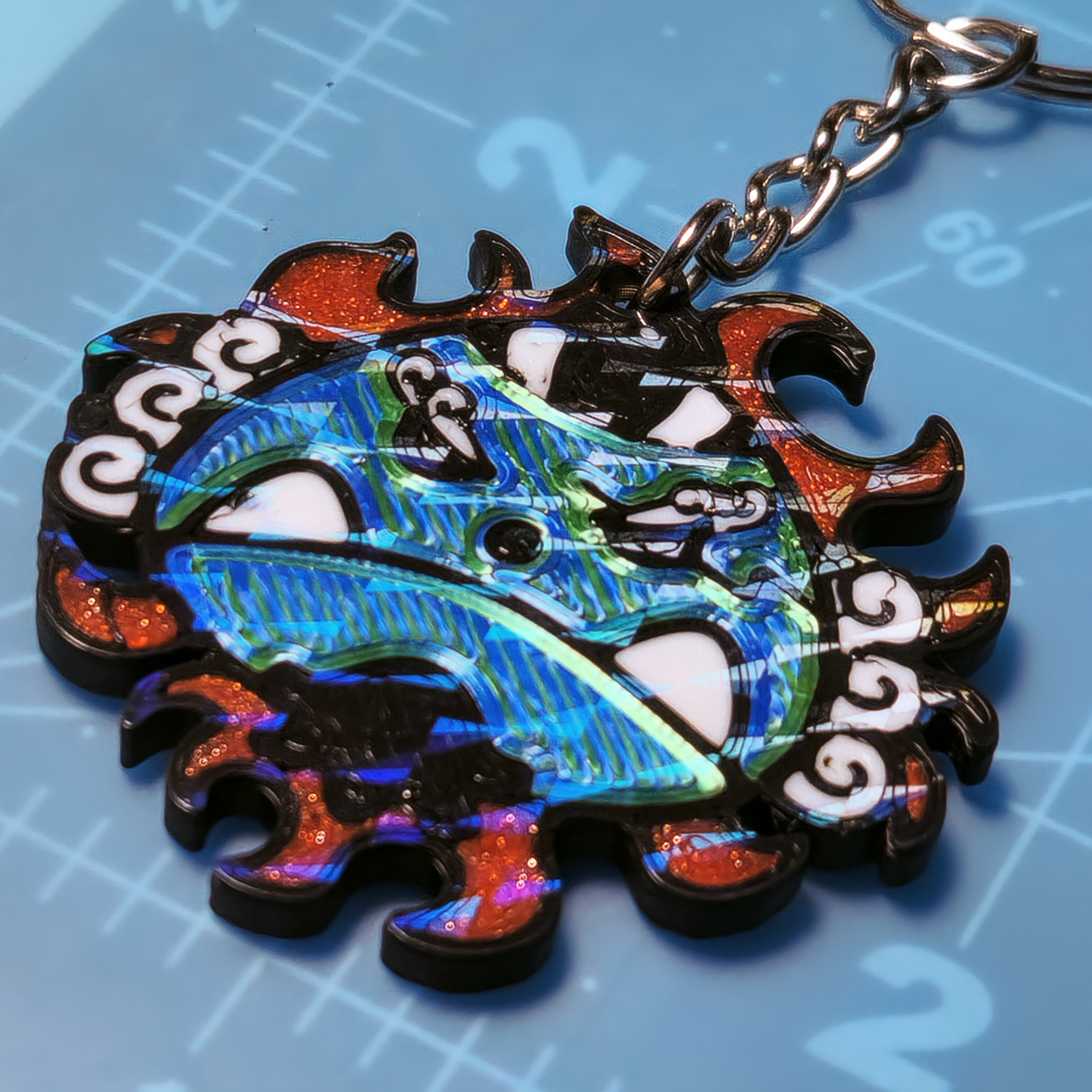 Hologram Jinbe Jolly Roger Straw Hats Keychain 3D Printed Anime Accessory