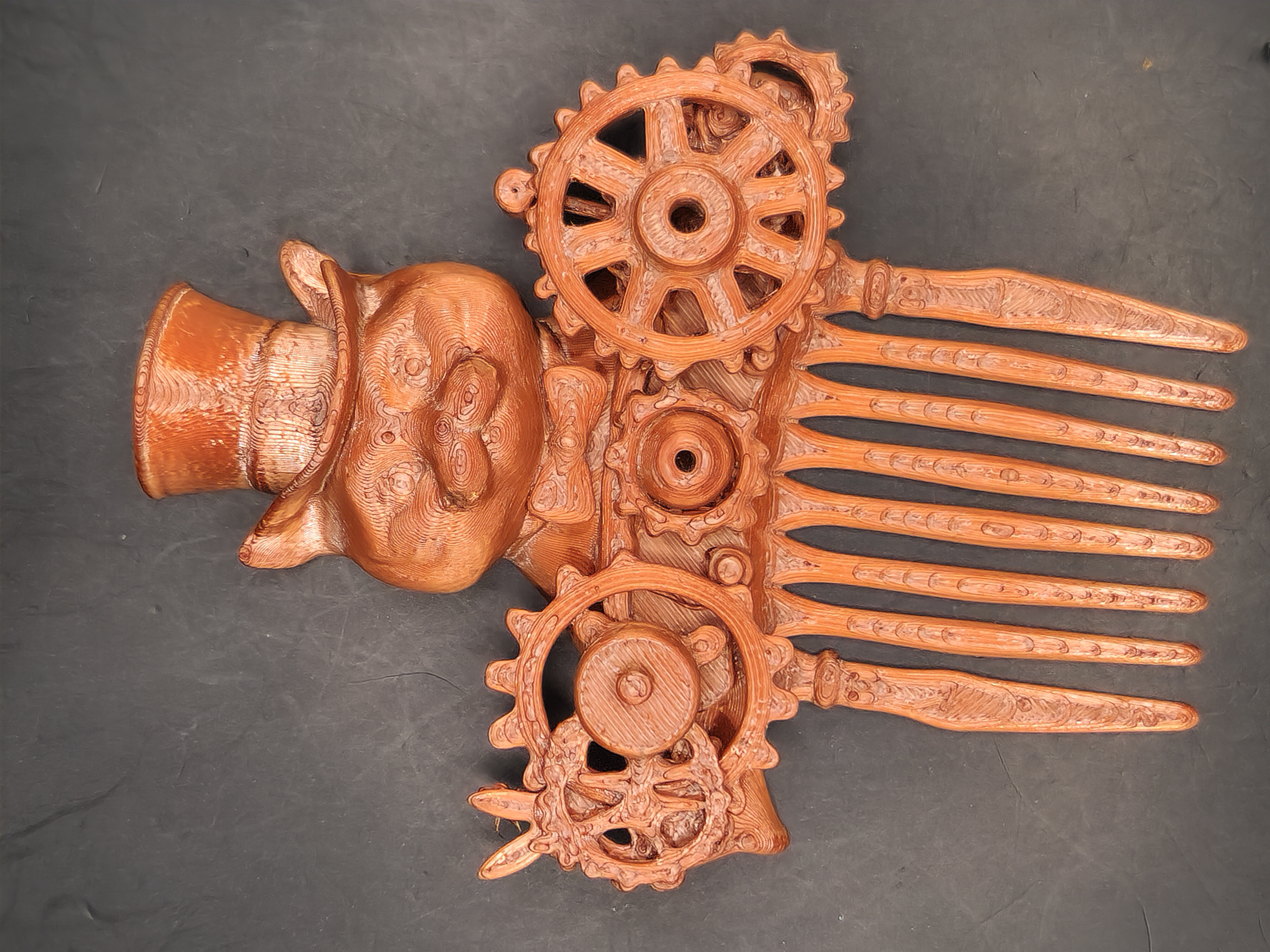 Steampunk Cat in Top Hat Gear Hair Clip